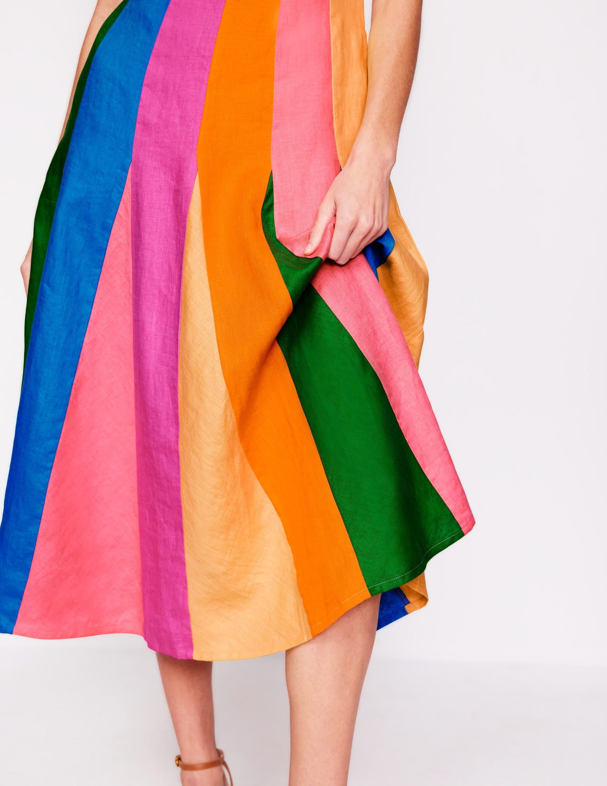 Seam Detail Fit & Flare Dress-Multi Colourblock - Image 2