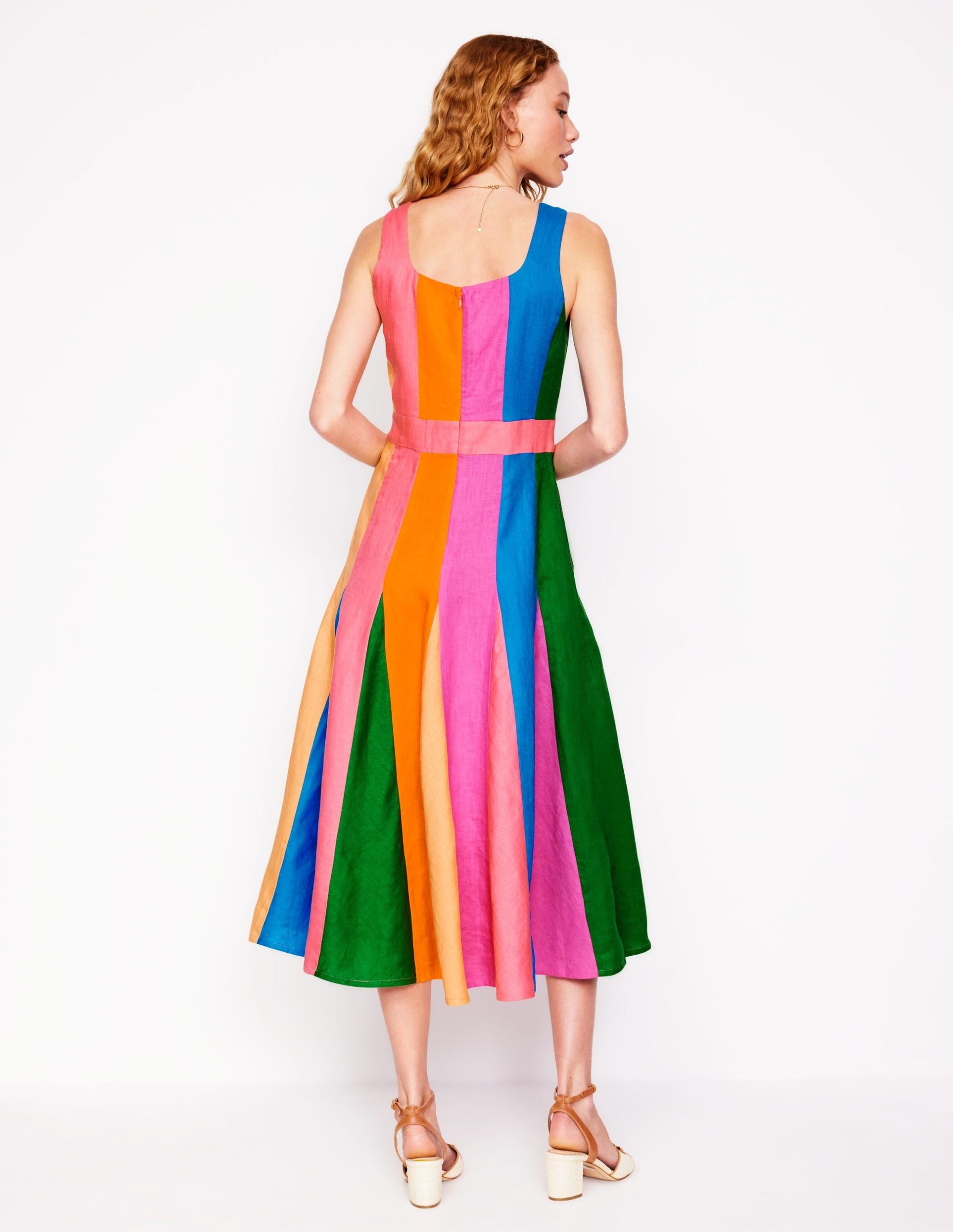 Seam Detail Fit & Flare Dress-Multi Colourblock - Image 3