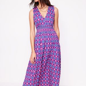 Paloma Jersey Maxi Dress-Cosmos Pink. Bloom Geo