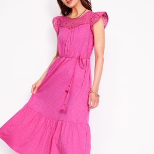 Juliet Broderie Midi Dress-Tickled Pink
