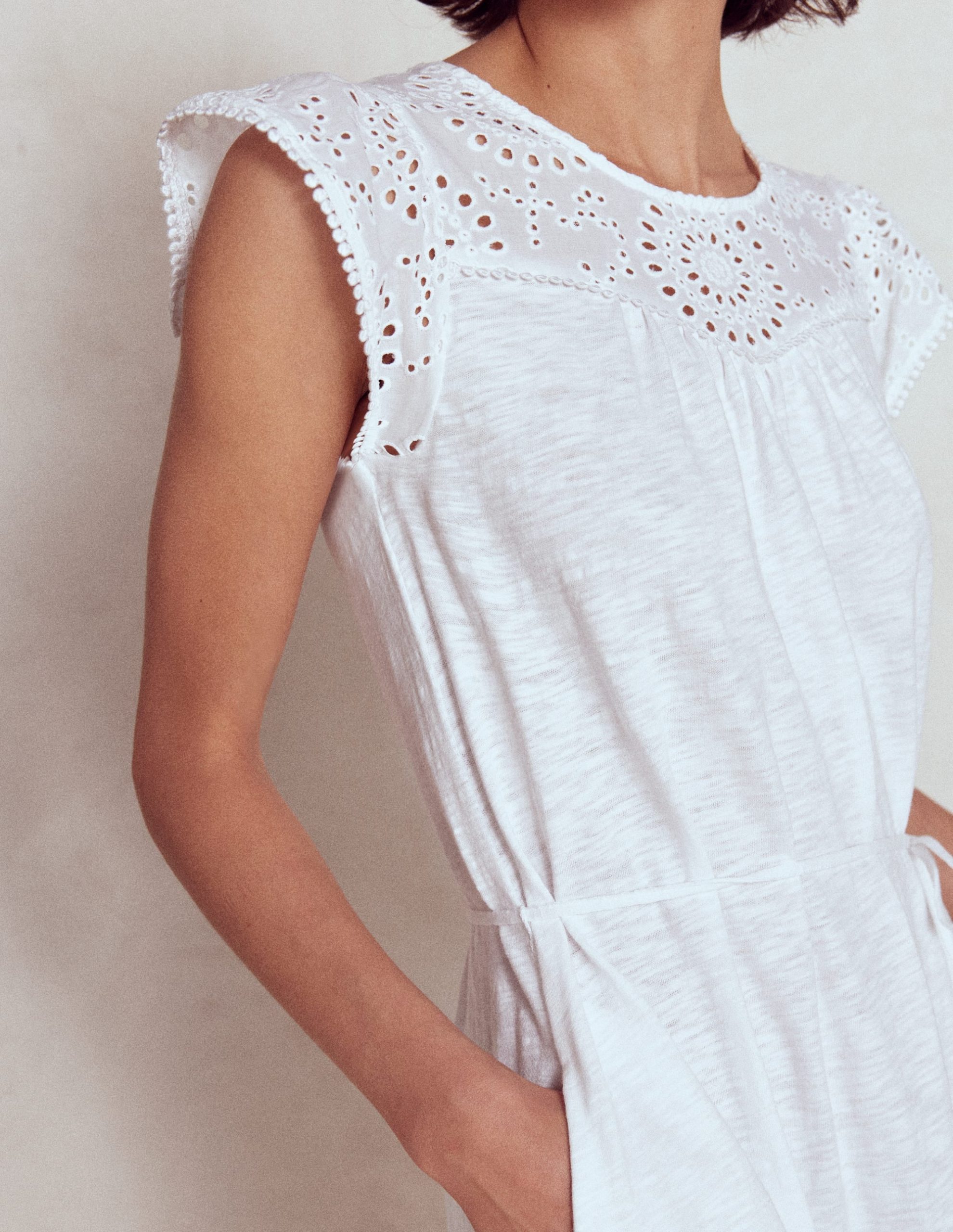 Juliet Broderie Midi Dress-White - Image 4