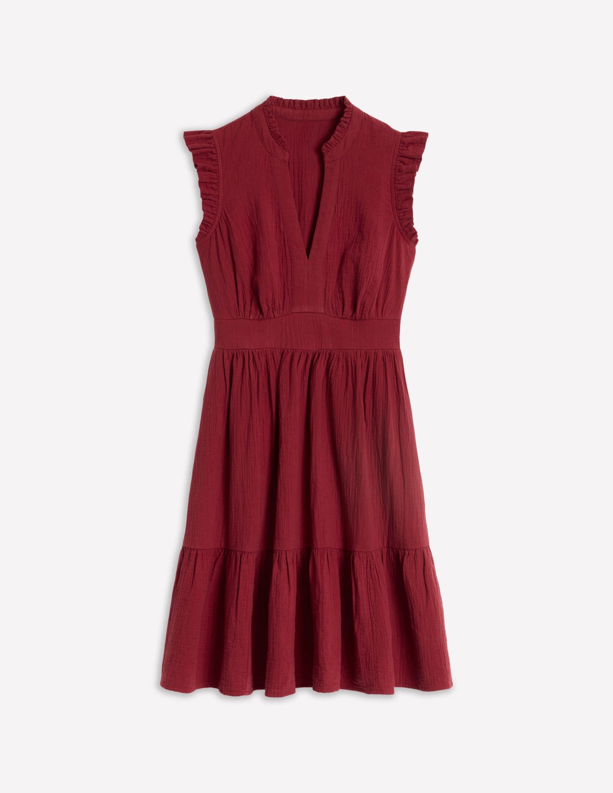 Wren Double Cloth Short Dress-Garnet Red - Image 5