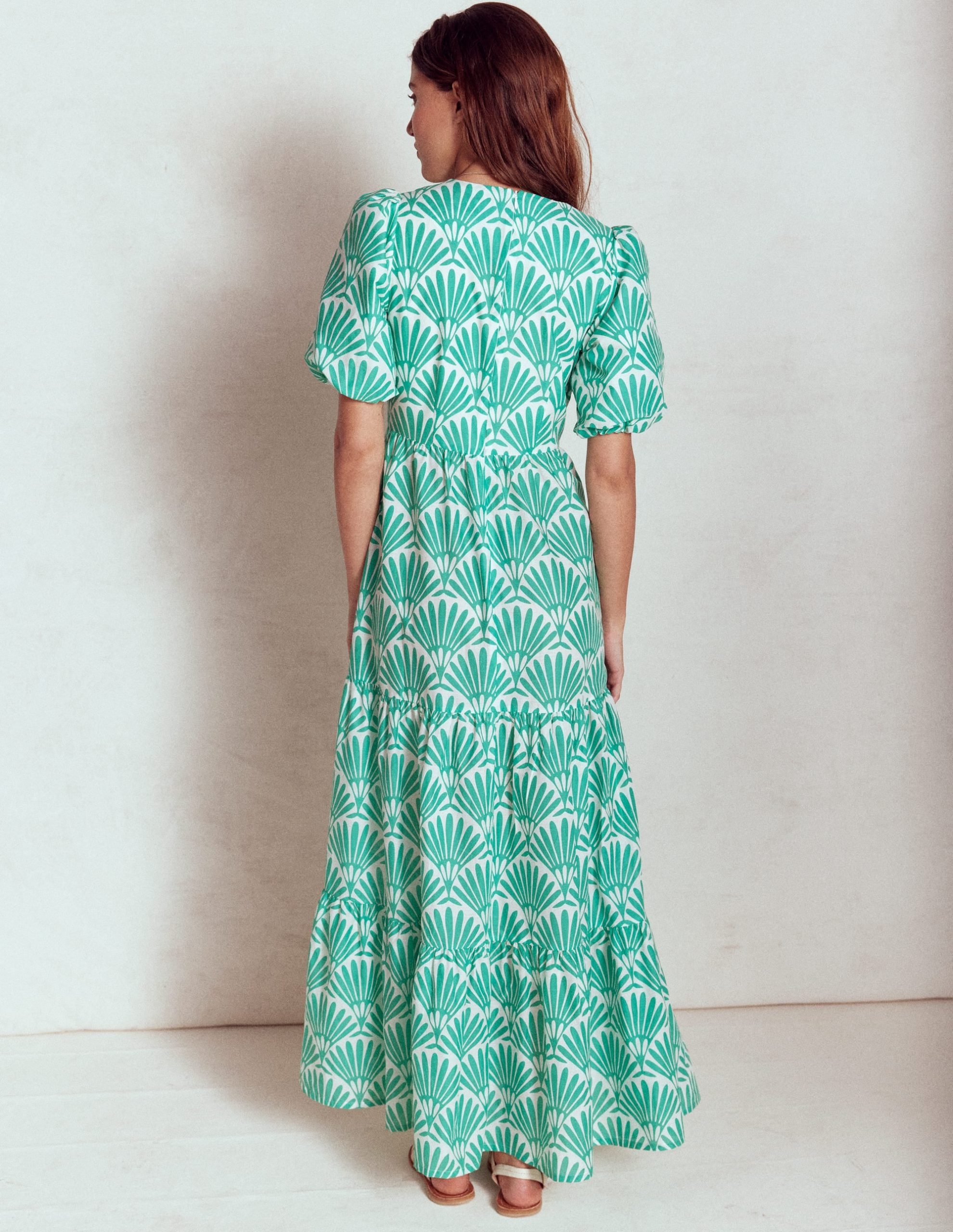 Tiered Poplin Maxi Dress-Aquamarine Blue. Deco Palm - Image 3