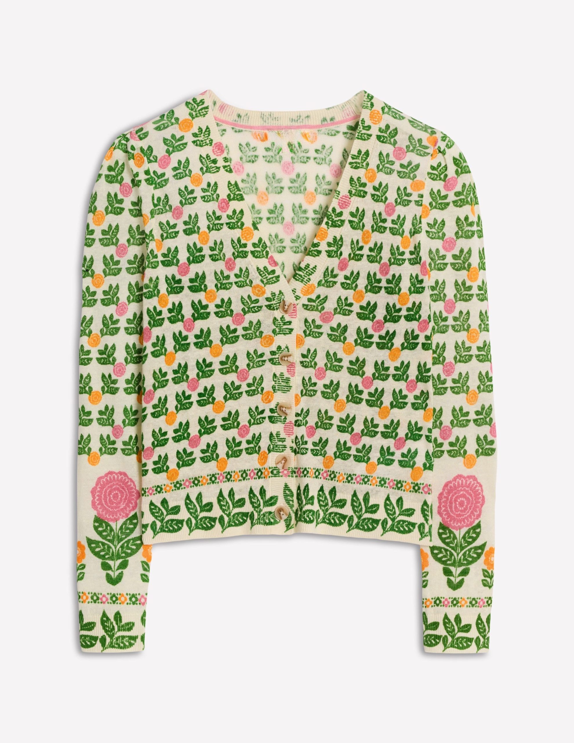 Liv V-Neck Linen Cardigan-Warm Ivory. Dahlia Garden - Image 6