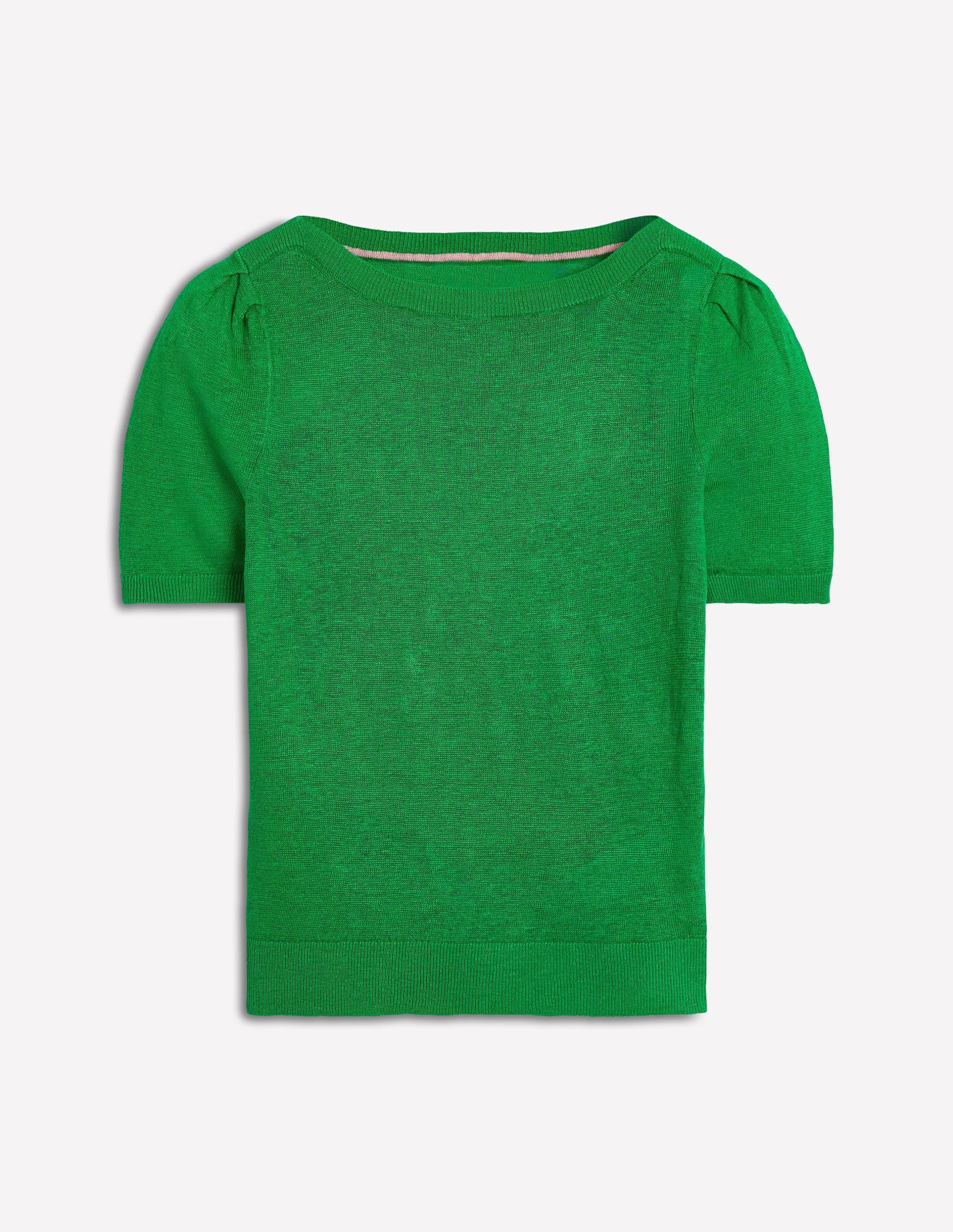 Liv Boat Neck Linen T-Shirt-Sapling Green - Image 5