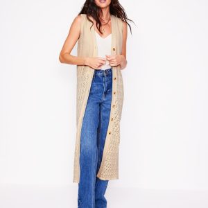Cotton Sleeveless Cardigan-Warm Ivory