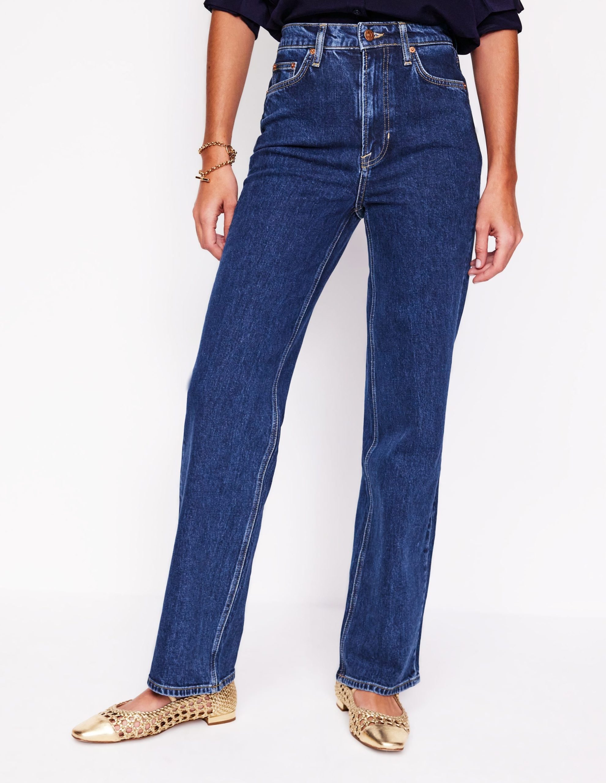 High Rise Column Leg Jeans-Dark Vintage - Image 5
