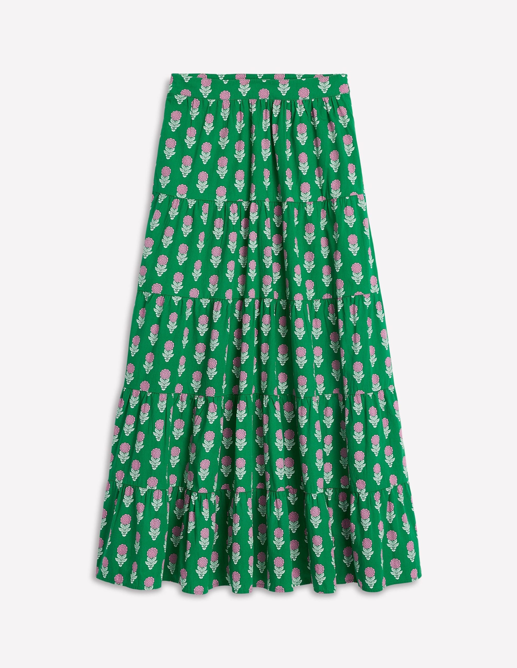 Nadia Poplin Maxi Skirt-Green Stamp. Dahlia Sprig - Image 5