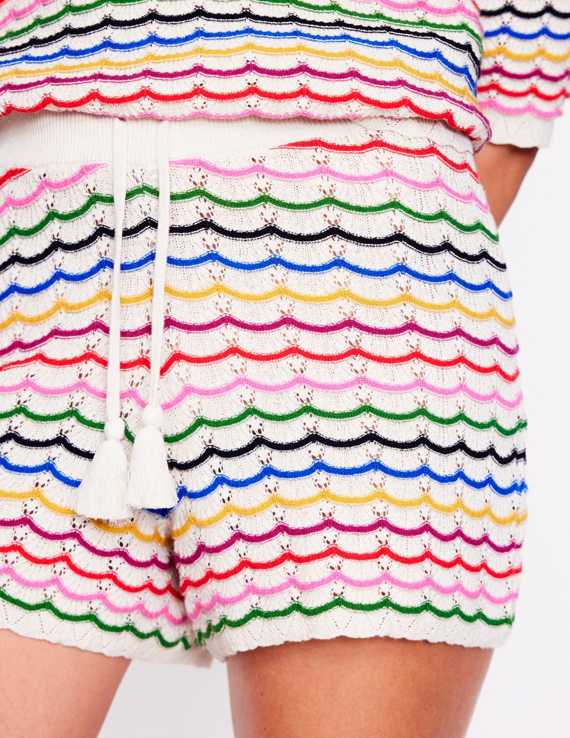Textured Knitted Shorts-Multi Stripe - Image 2