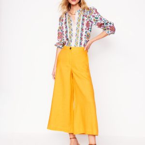 Wide Crop Linen Pants-Summers Sun Yellow