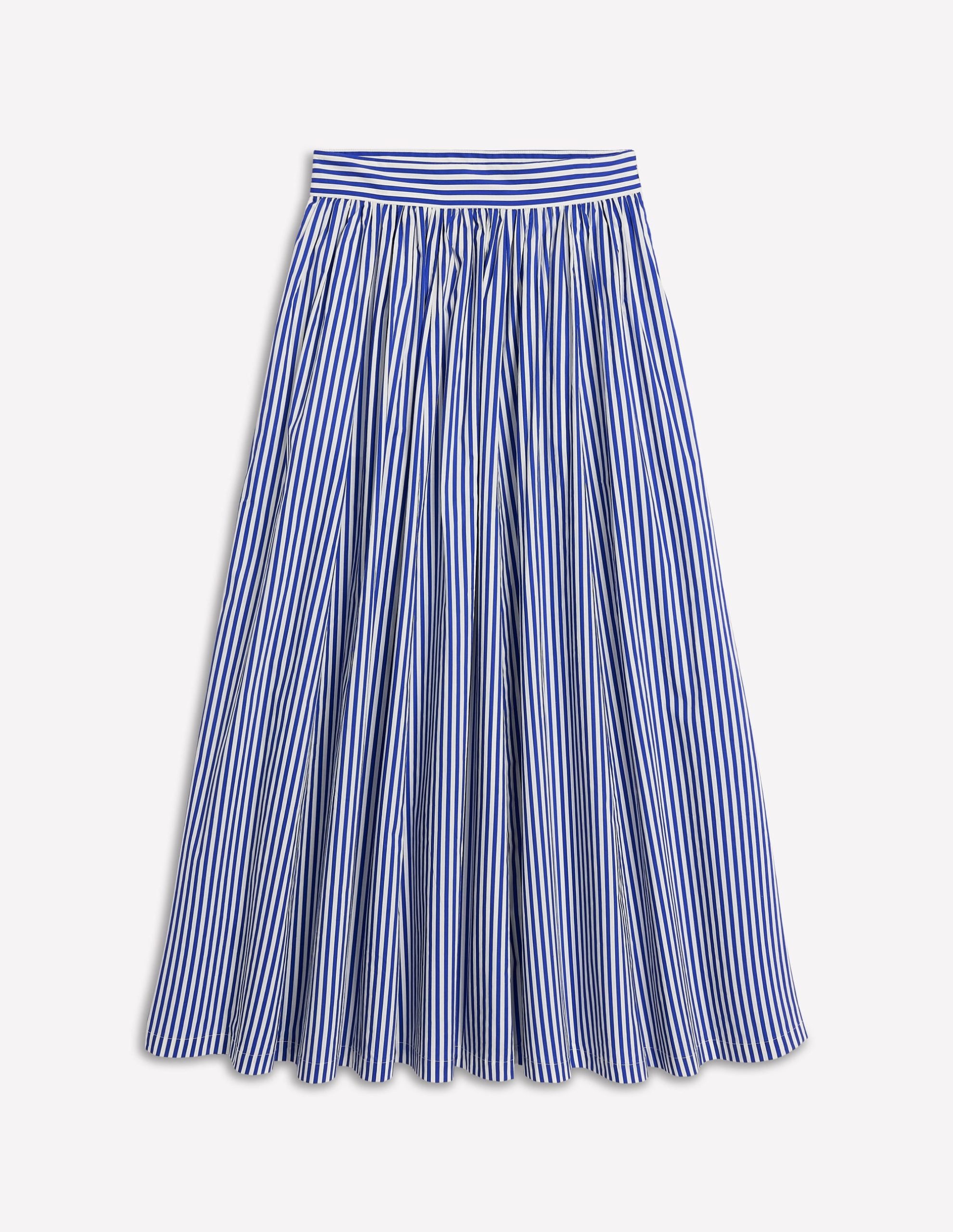 Full Poplin Maxi Skirt-Kingfisher Blue. Fine Stripe - Image 5