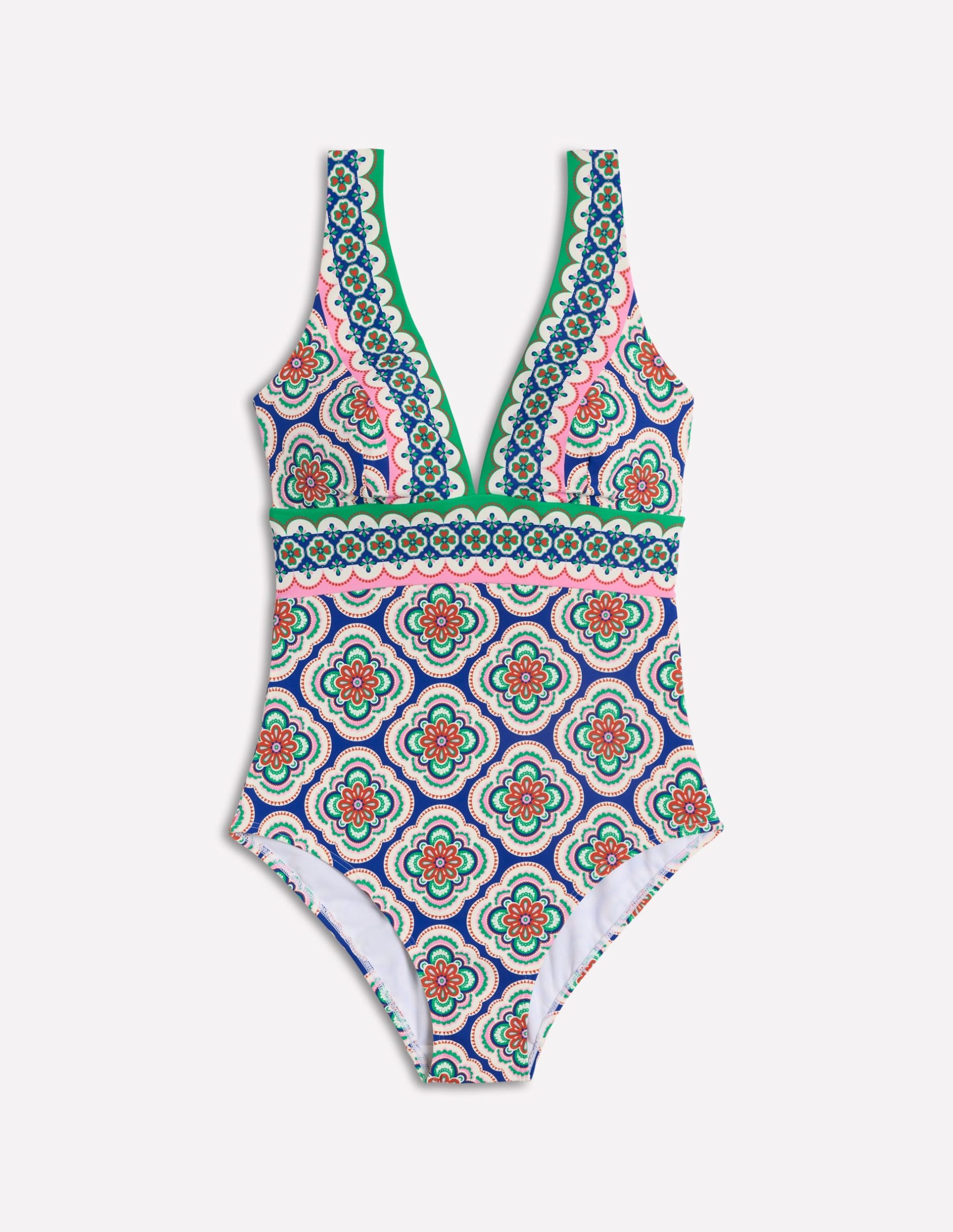 Porto V-Neck Swimsuit-Bright Blue. Botanic Blush - Image 6