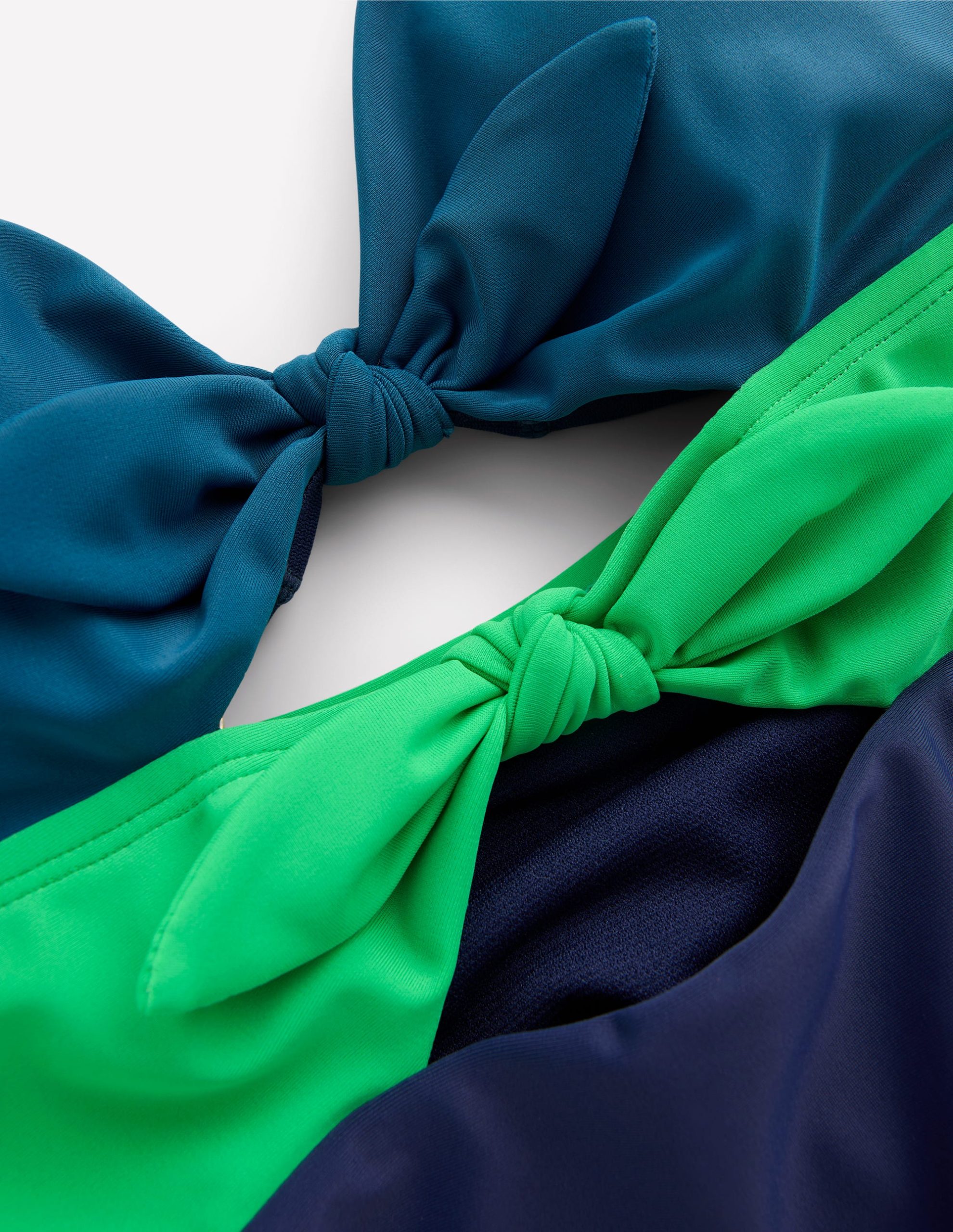 Tie Front Swimsuit-Navy/ Bright Green/ Blue - Image 6