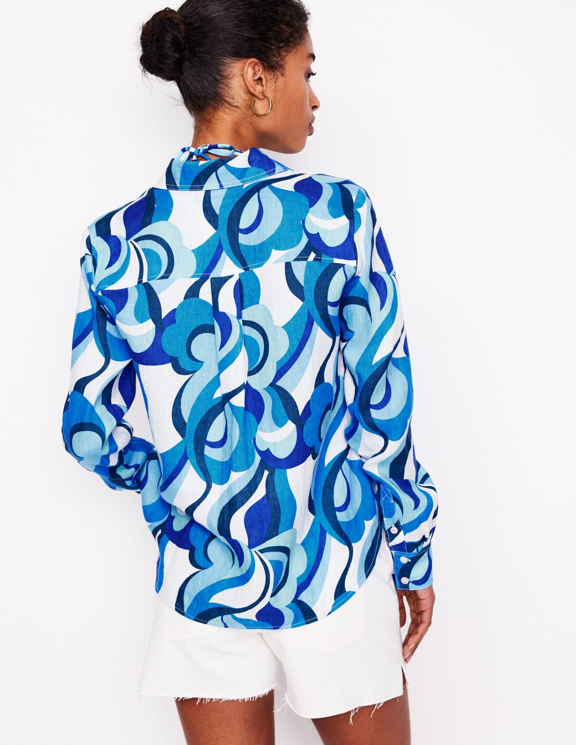 Sienna Linen Shirt-Multi Abstract Swirl - Image 3