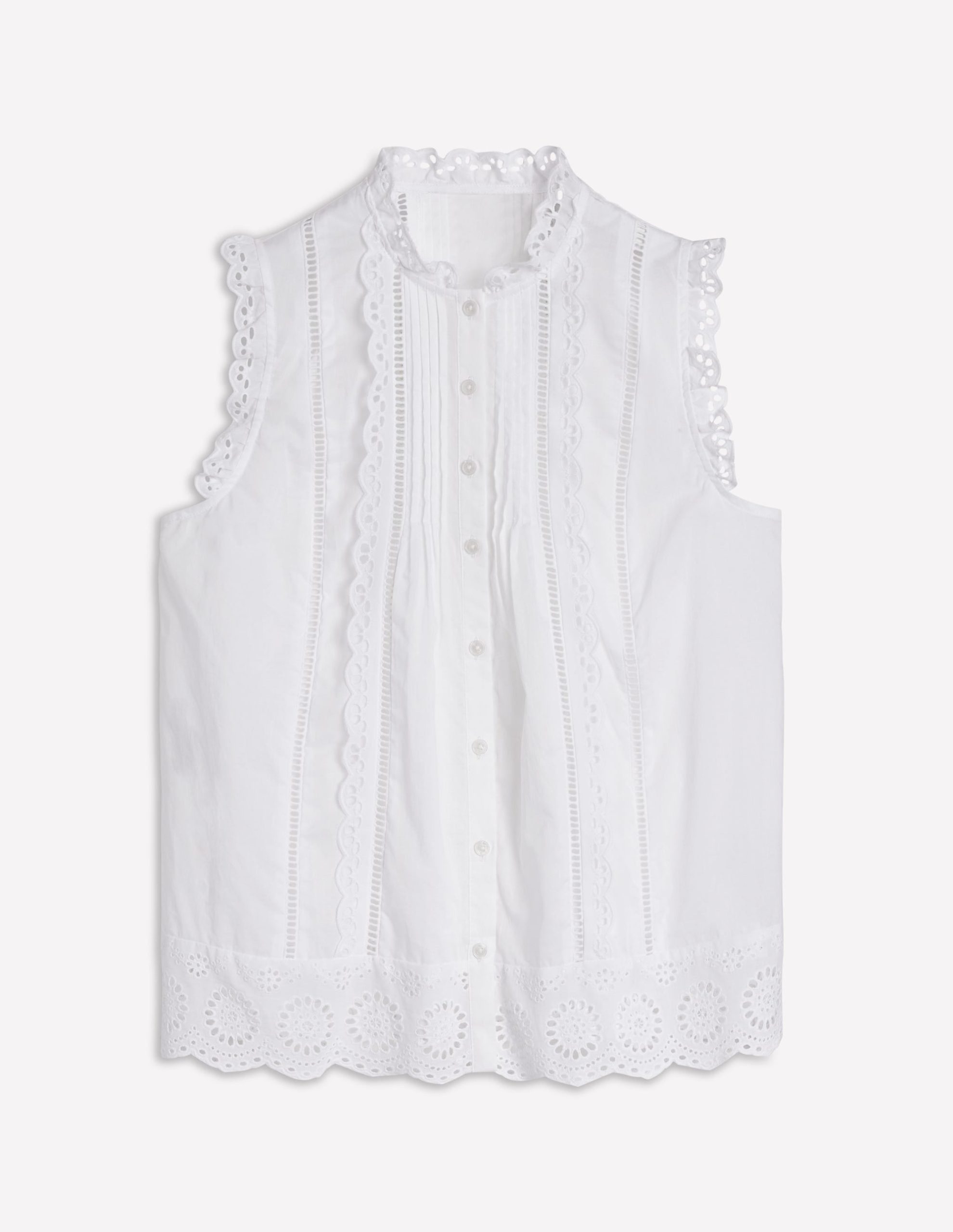 Sleeveless Broderie Top-White - Image 5