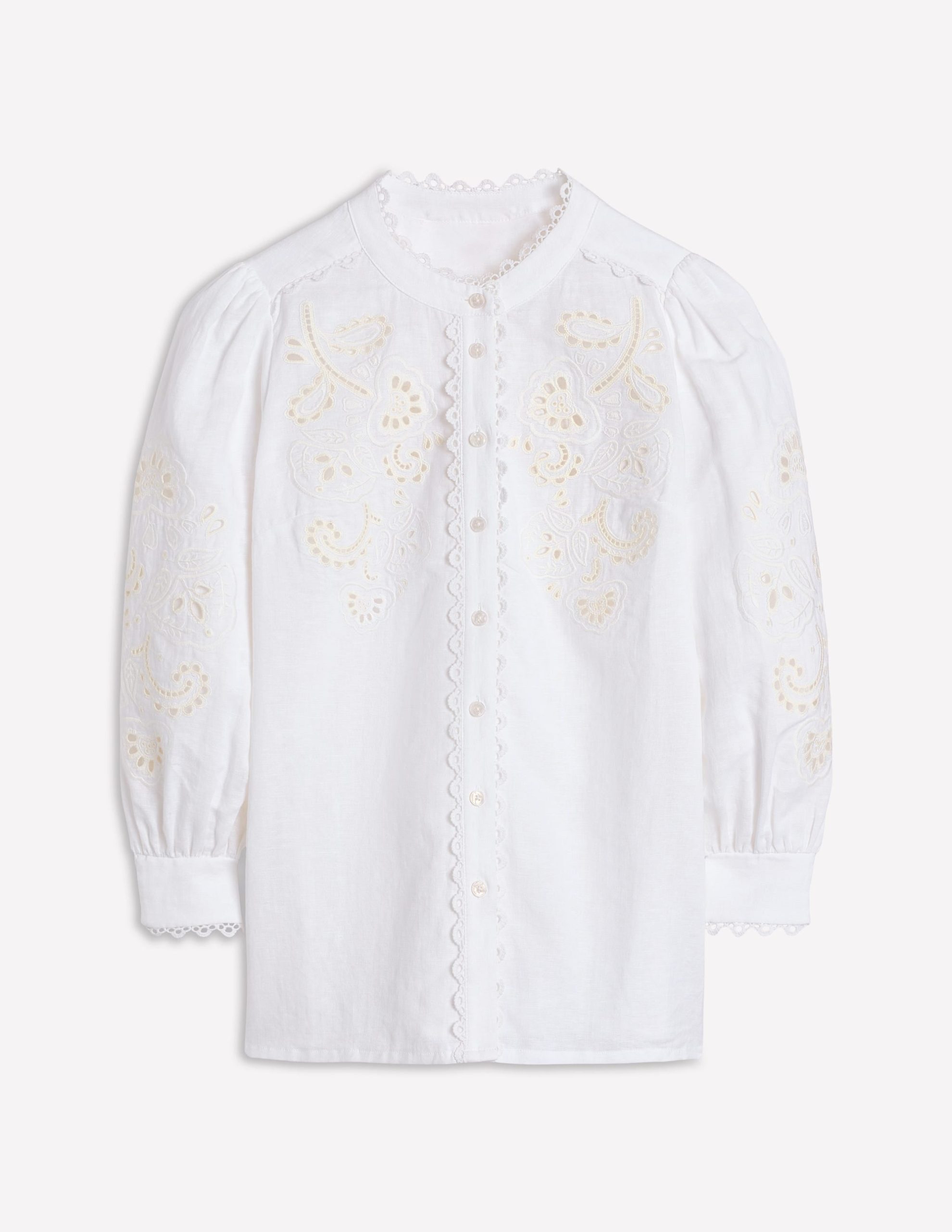Alicia Cutwork Linen Top-White. Cutwork Embroidery - Image 8