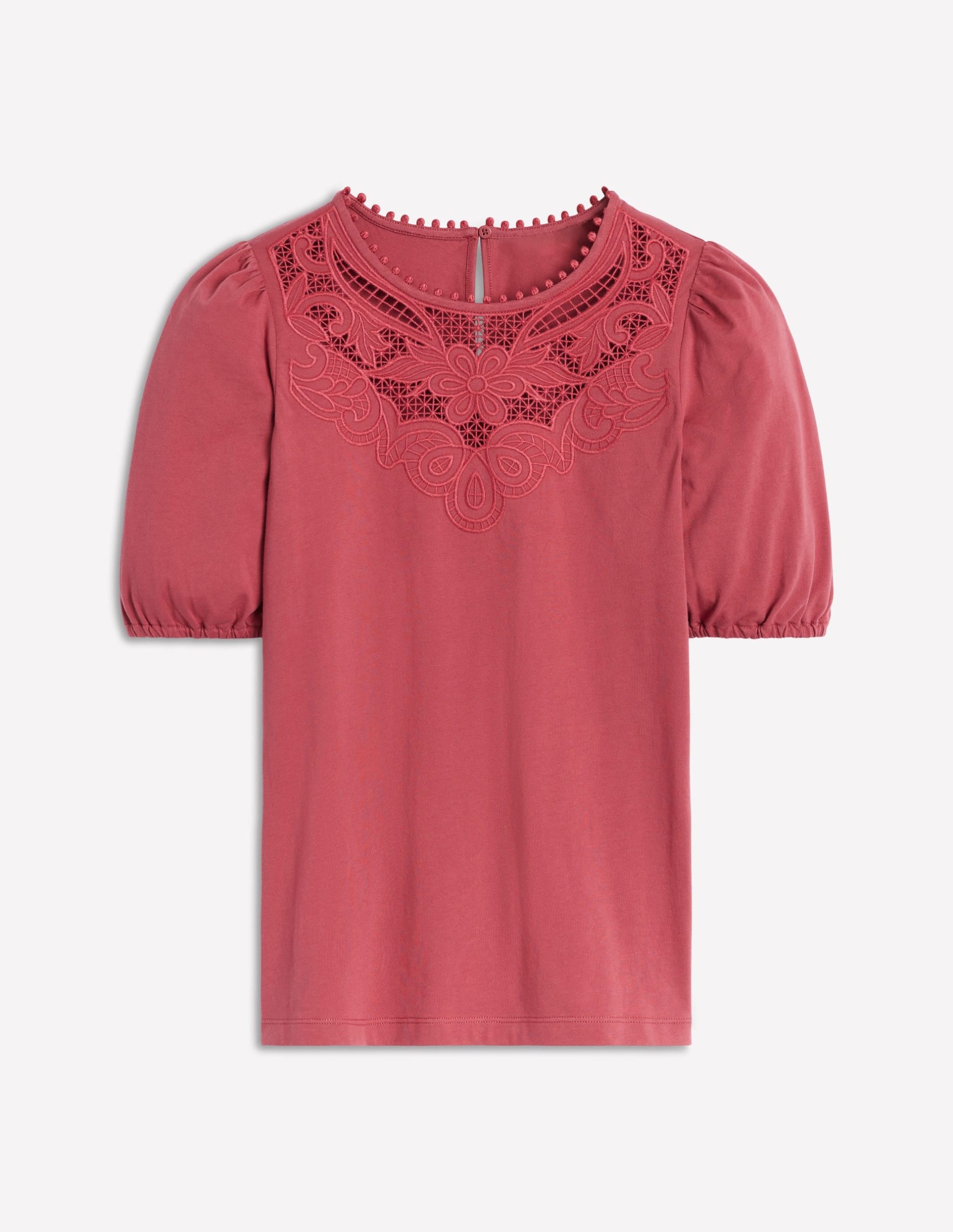Cutwork Puff Sleeve T-Shirt-Teracotta - Image 5