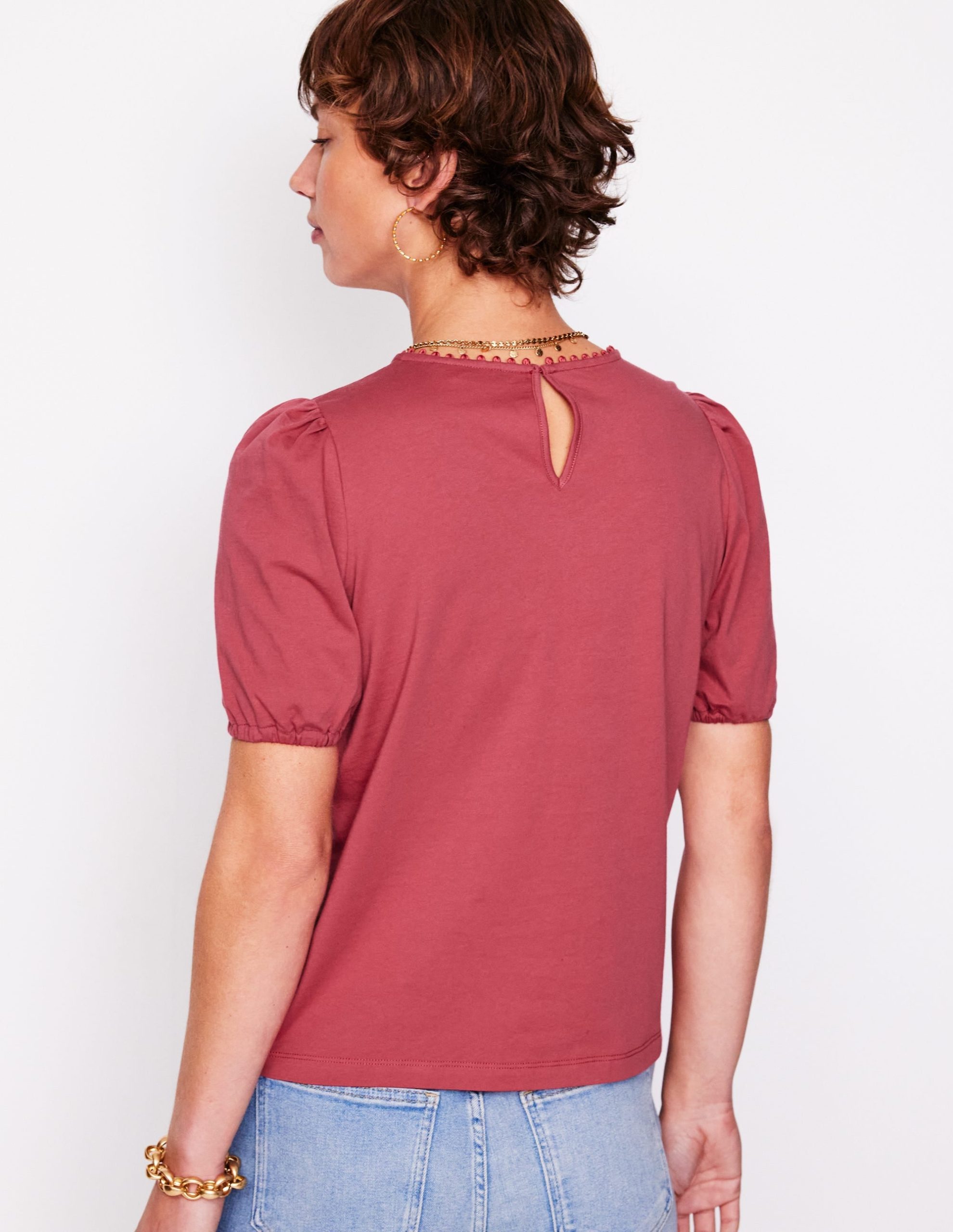 Cutwork Puff Sleeve T-Shirt-Teracotta - Image 3