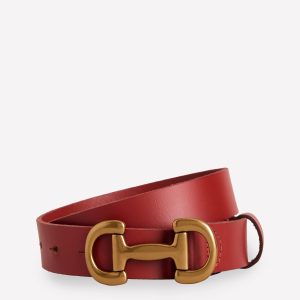 Iris Snaffle-Trim Leather Belt-RED