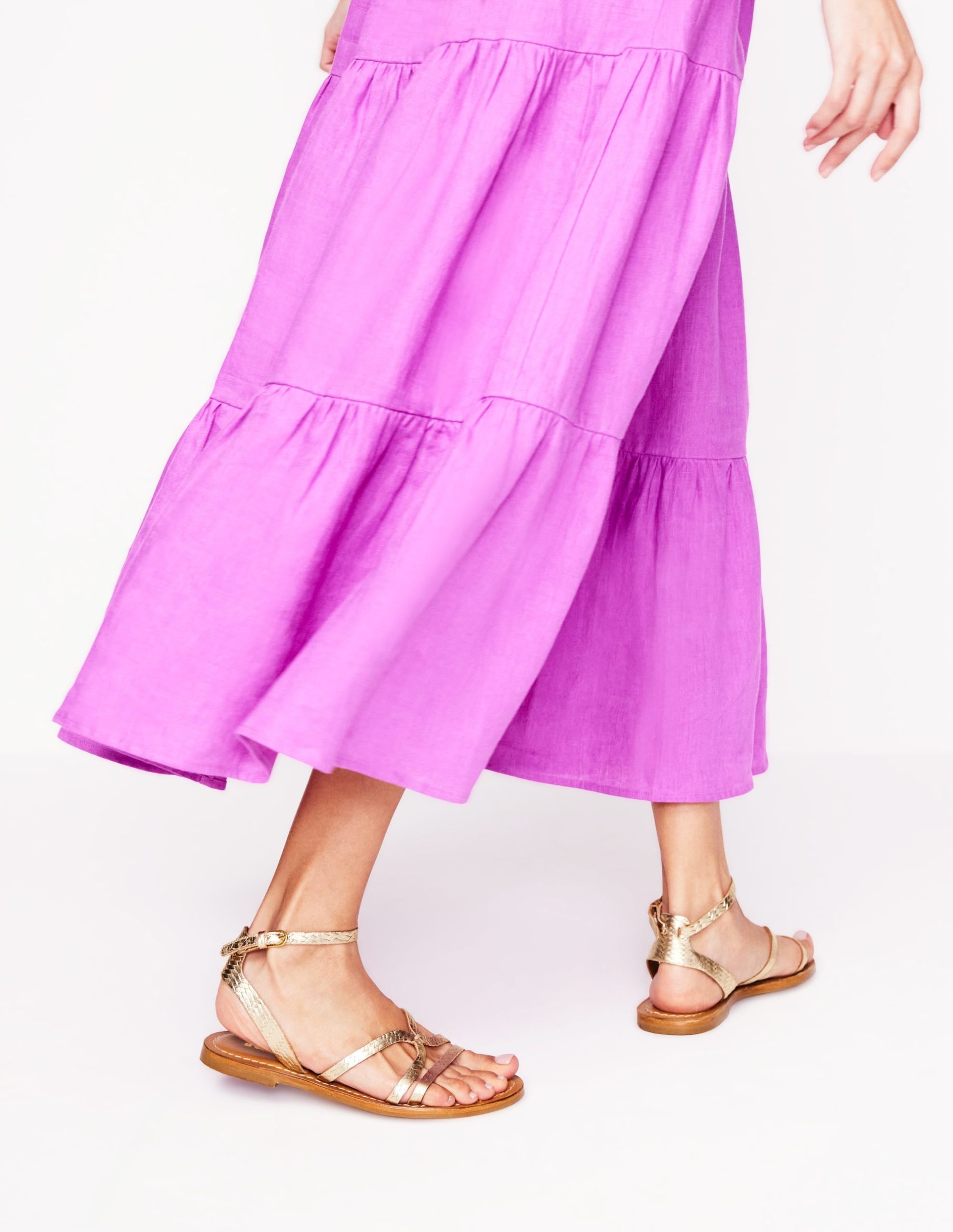 Casual Flat Sandal-Gold Woven Leather - Image 2