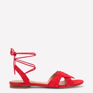 Heart Detail Flat Sandals-Post Box Red