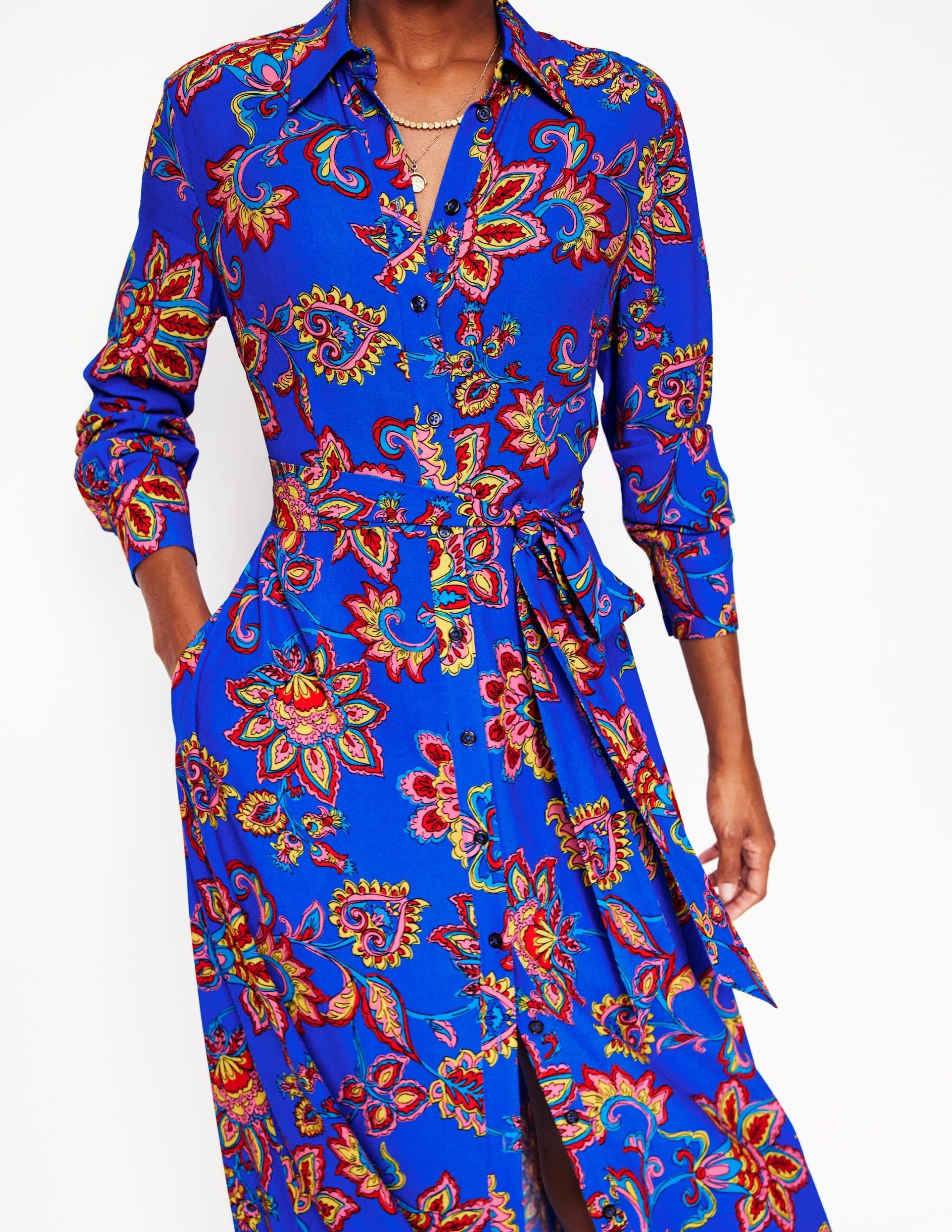 Kate Midi Shirt Dress-Gallery Blue. Whimsical Vine - Image 2