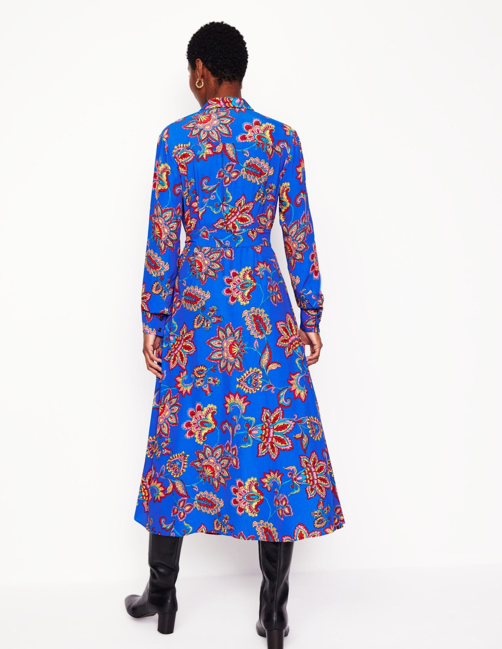 Kate Midi Shirt Dress-Gallery Blue. Whimsical Vine - Image 3