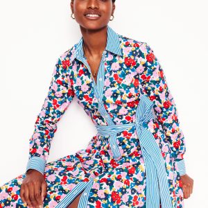 Amy Cotton Midi Shirt Dress-Multi. Painterly Meadow