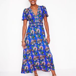 Ellie Flutter Maxi Tea Dress-Gallery Blue. Botanica Terrace