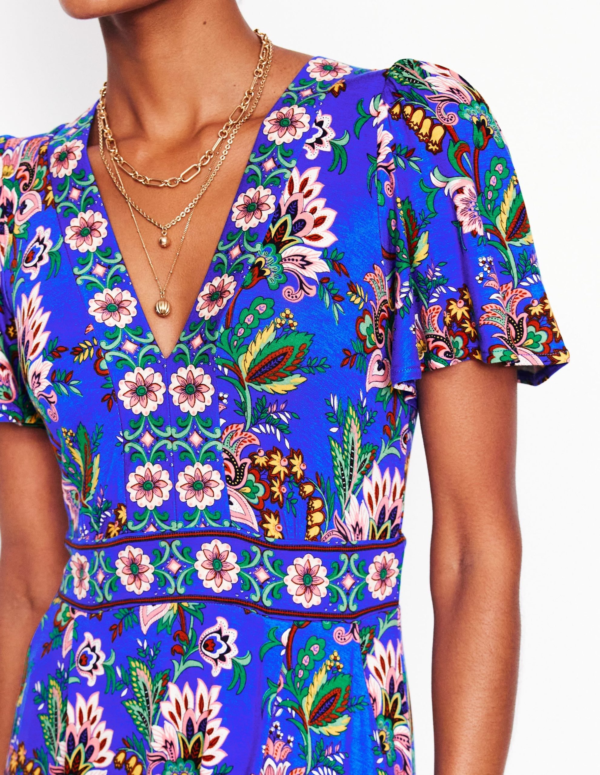 Ellie Flutter Maxi Tea Dress-Gallery Blue. Botanica Terrace - Image 2