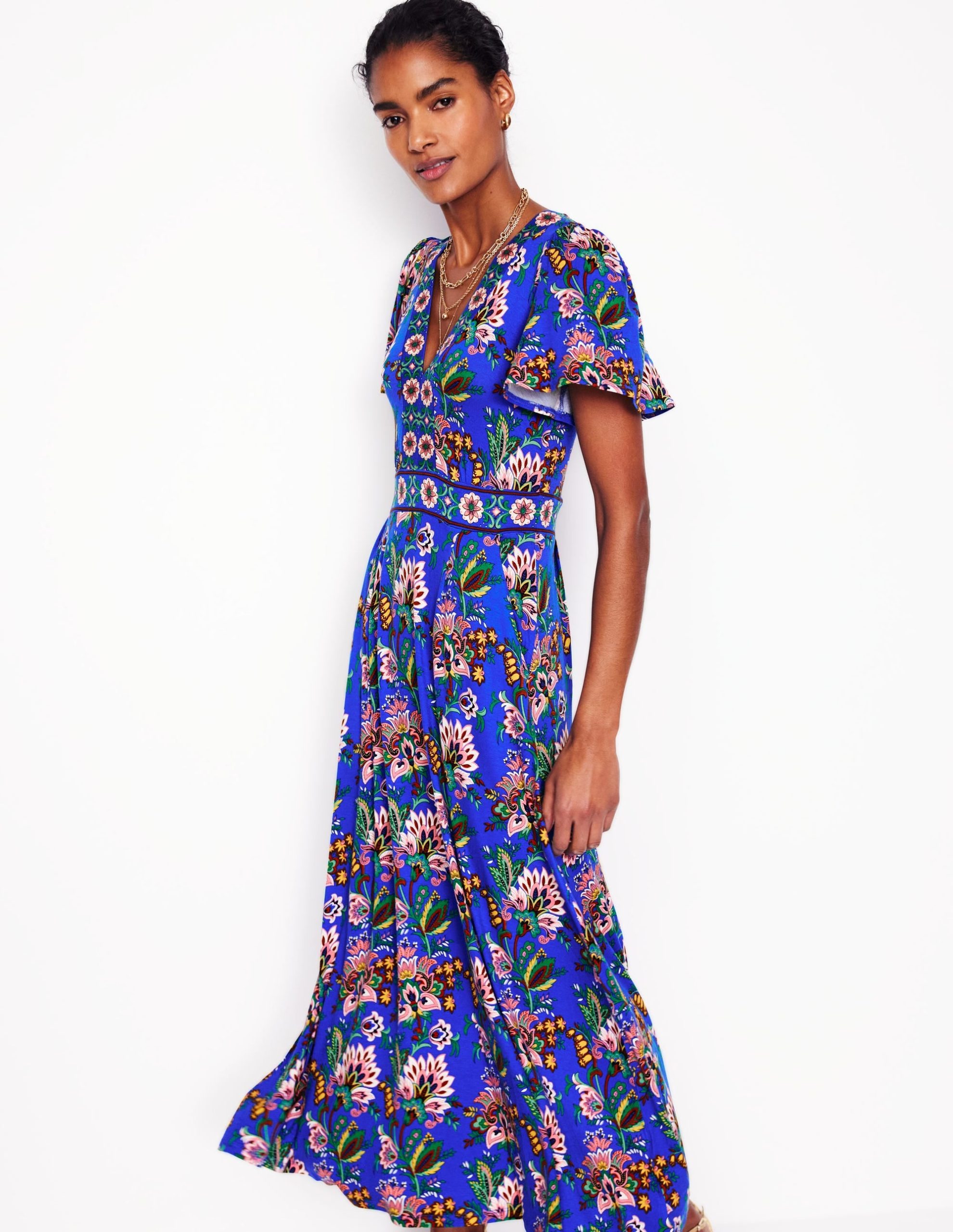 Ellie Flutter Maxi Tea Dress-Gallery Blue. Botanica Terrace - Image 4