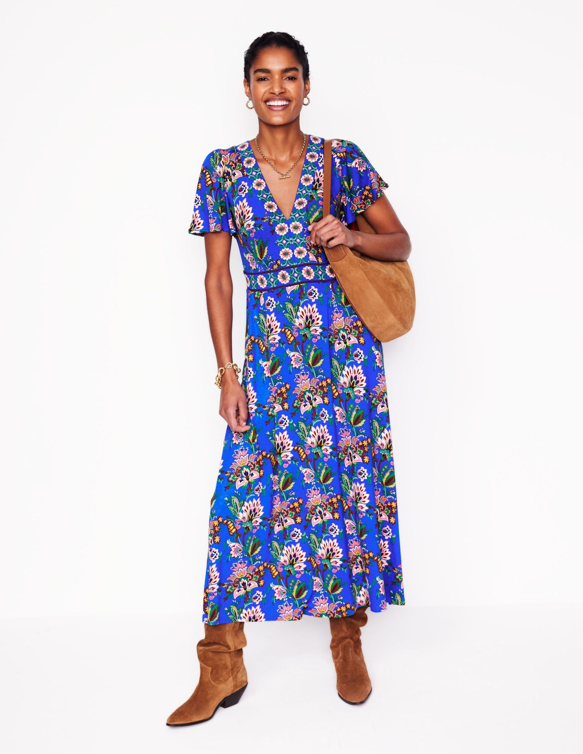 Ellie Flutter Maxi Tea Dress-Gallery Blue. Botanica Terrace - Image 5