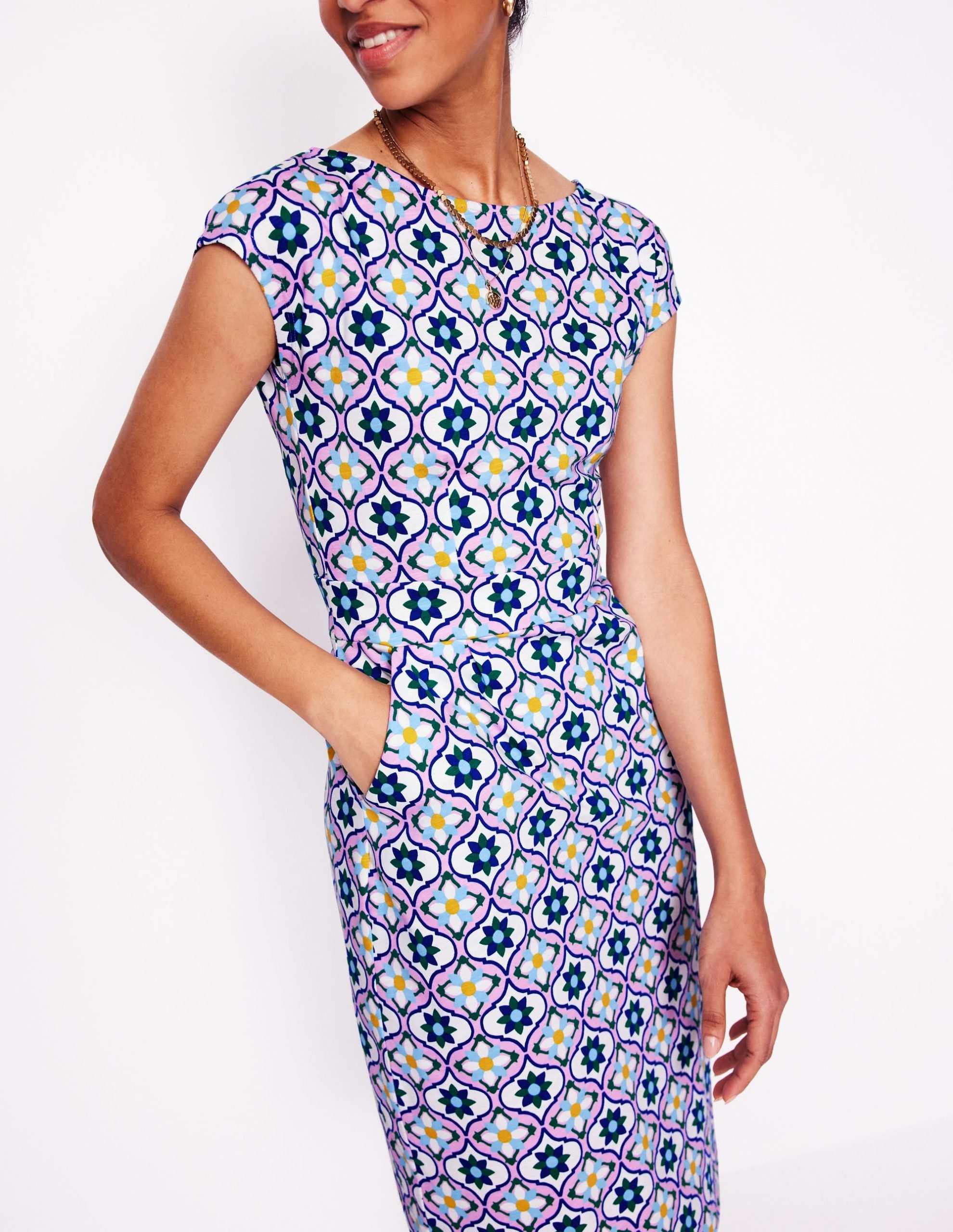 Florrie Jersey Dress-Multi. Floweret Tile - Image 2