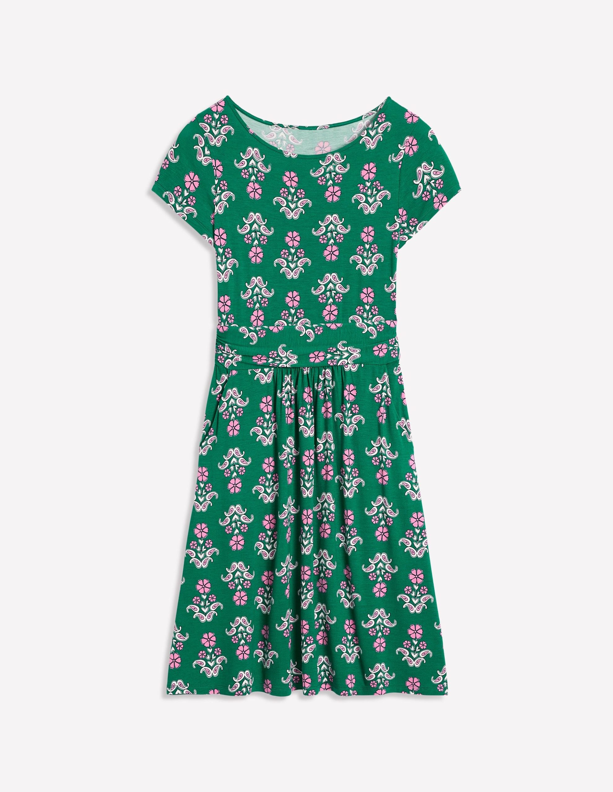 Amelie Jersey Dress-Forest Grass. Pansy Stamp - Image 4