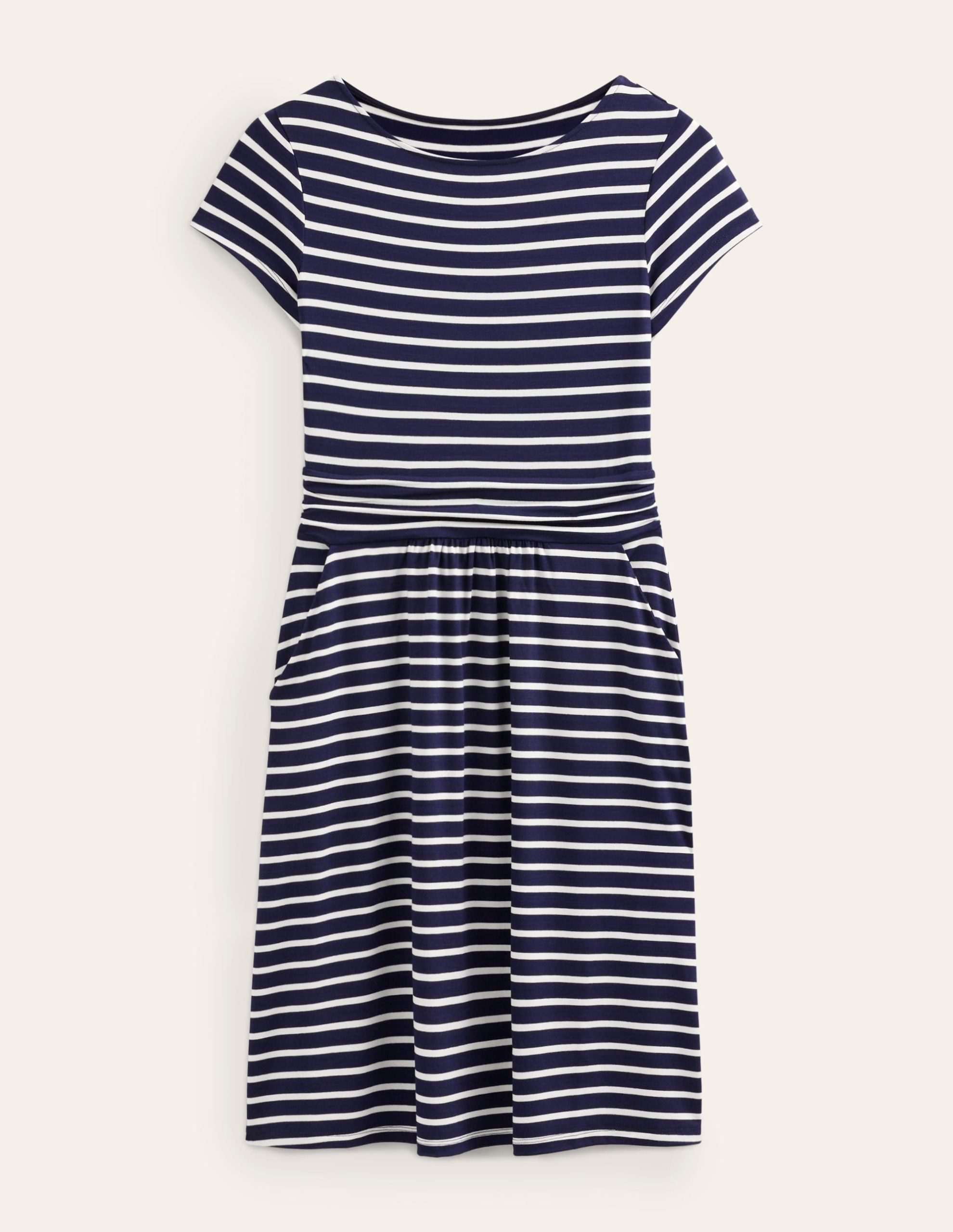 Amelie Jersey Dress-Navy. Ivory Stripe - Image 5