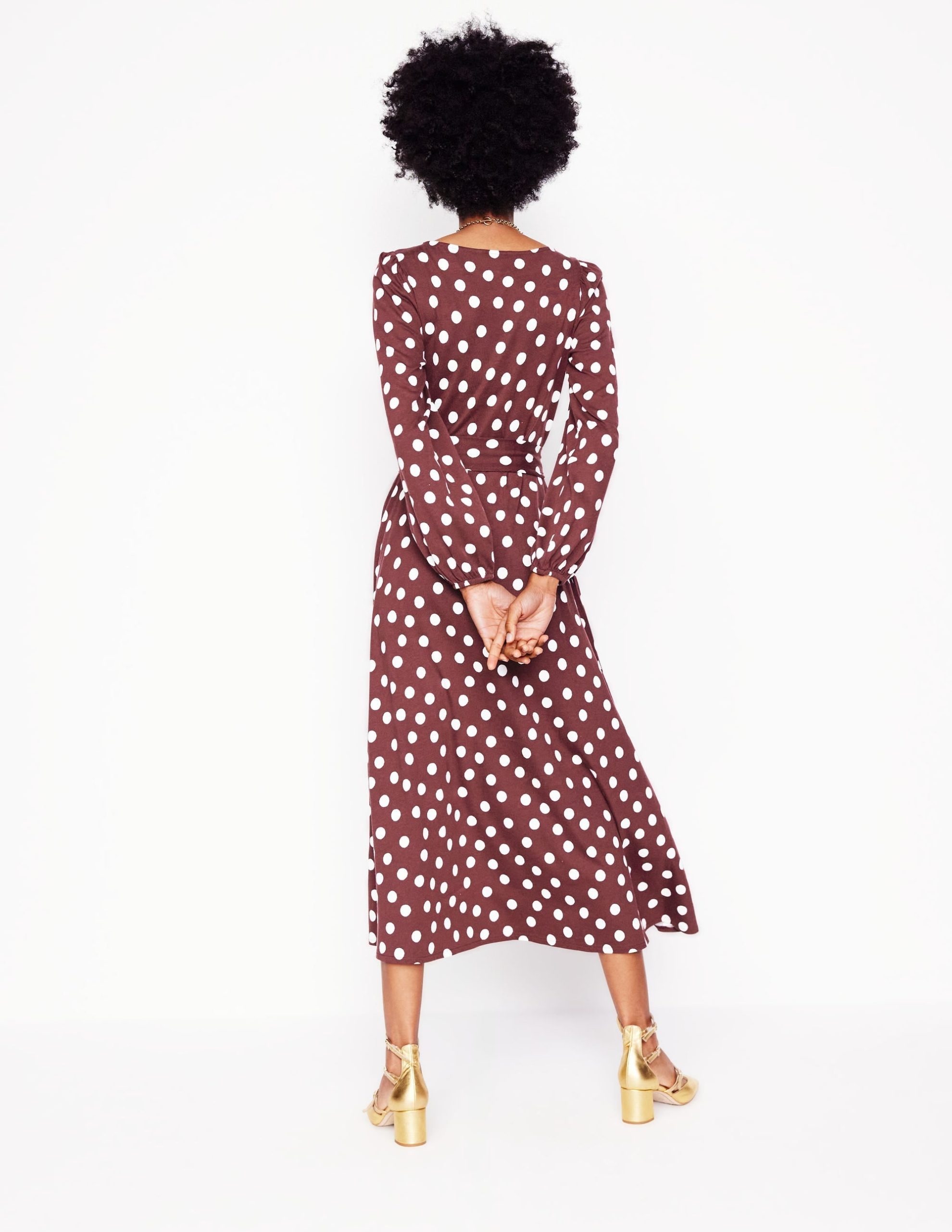 Leandra Jersey Midi Dress-Chestnut. Abstract Dot - Image 4