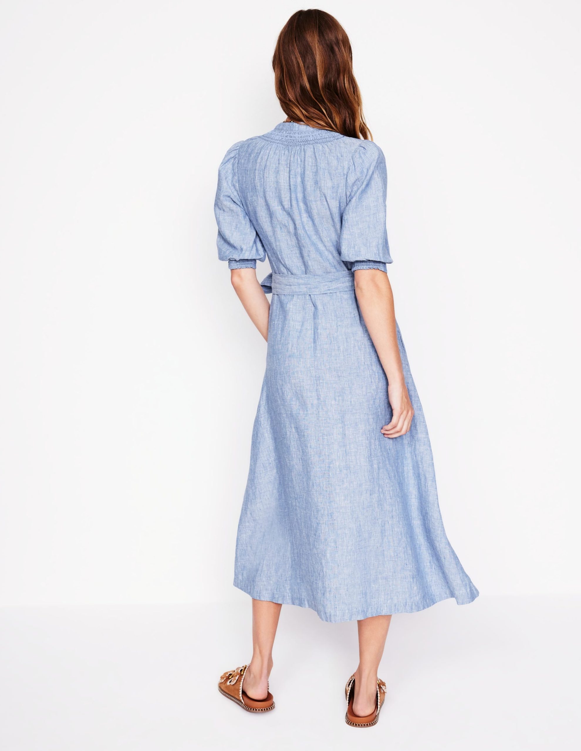 Ada Linen Midi Dress-Grey Blue Chambray - Image 4