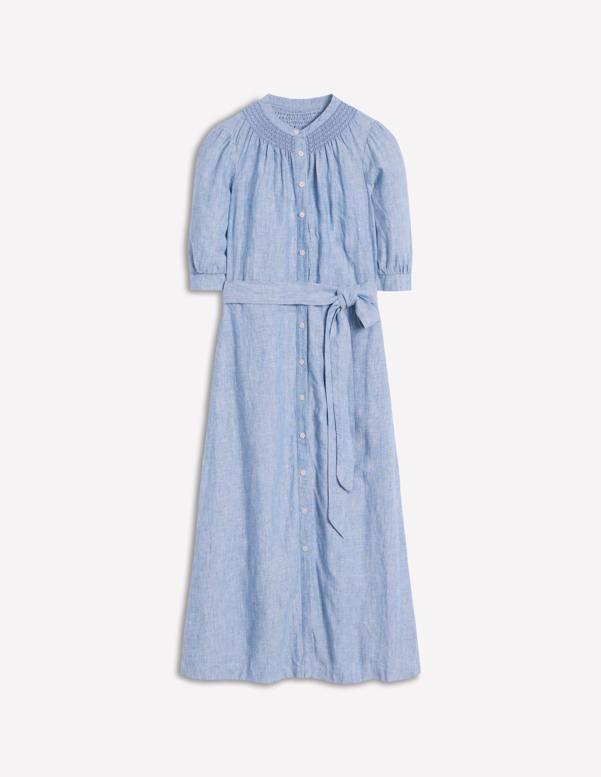 Ada Linen Midi Dress-Grey Blue Chambray - Image 6