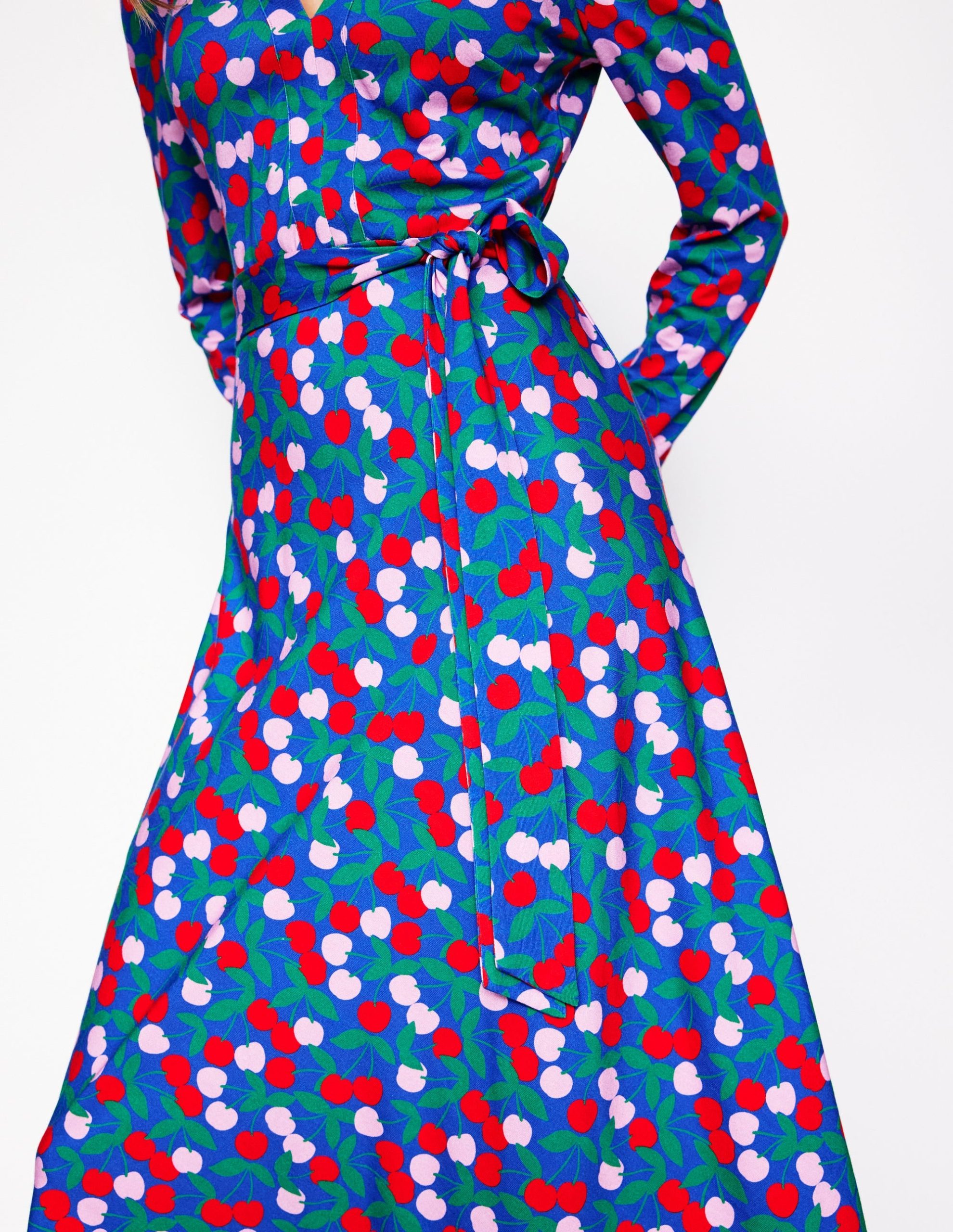 Imogen Collared Jersey Dress-Bright Blue. Cherry Cascade - Image 2