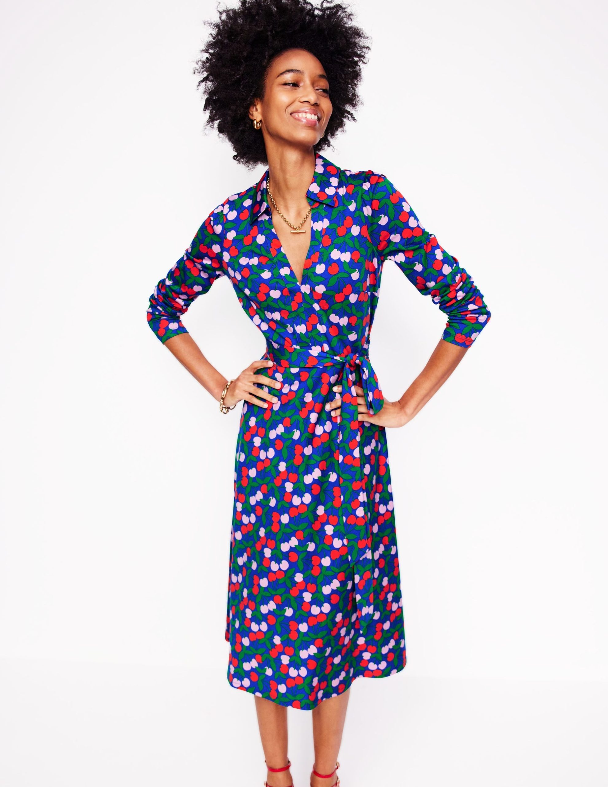 Imogen Collared Jersey Dress-Bright Blue. Cherry Cascade - Image 4