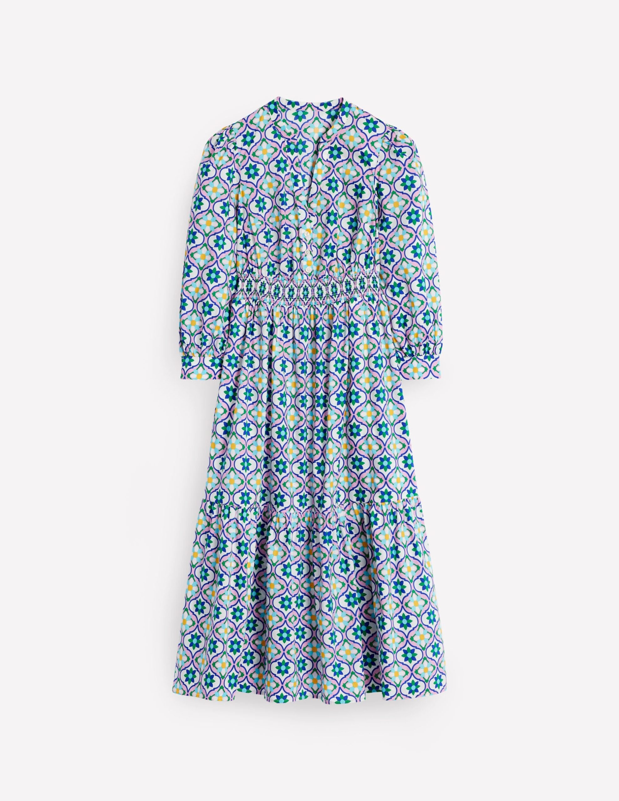 Elena Tiered Cotton Midi Dress-Multi. Floweret Tile - Image 5