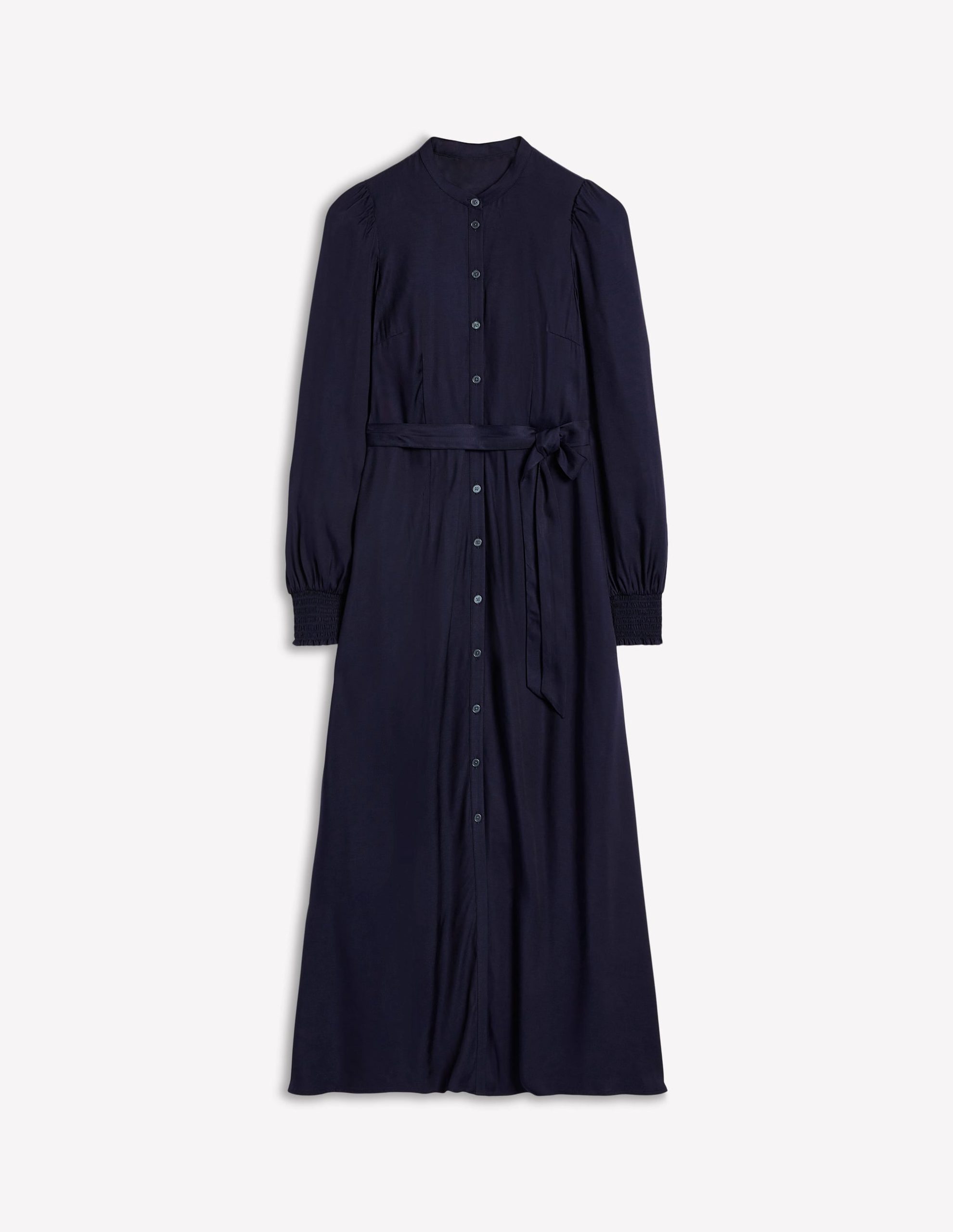 Ruby Collarless Shirt Dress-Navy - Image 6