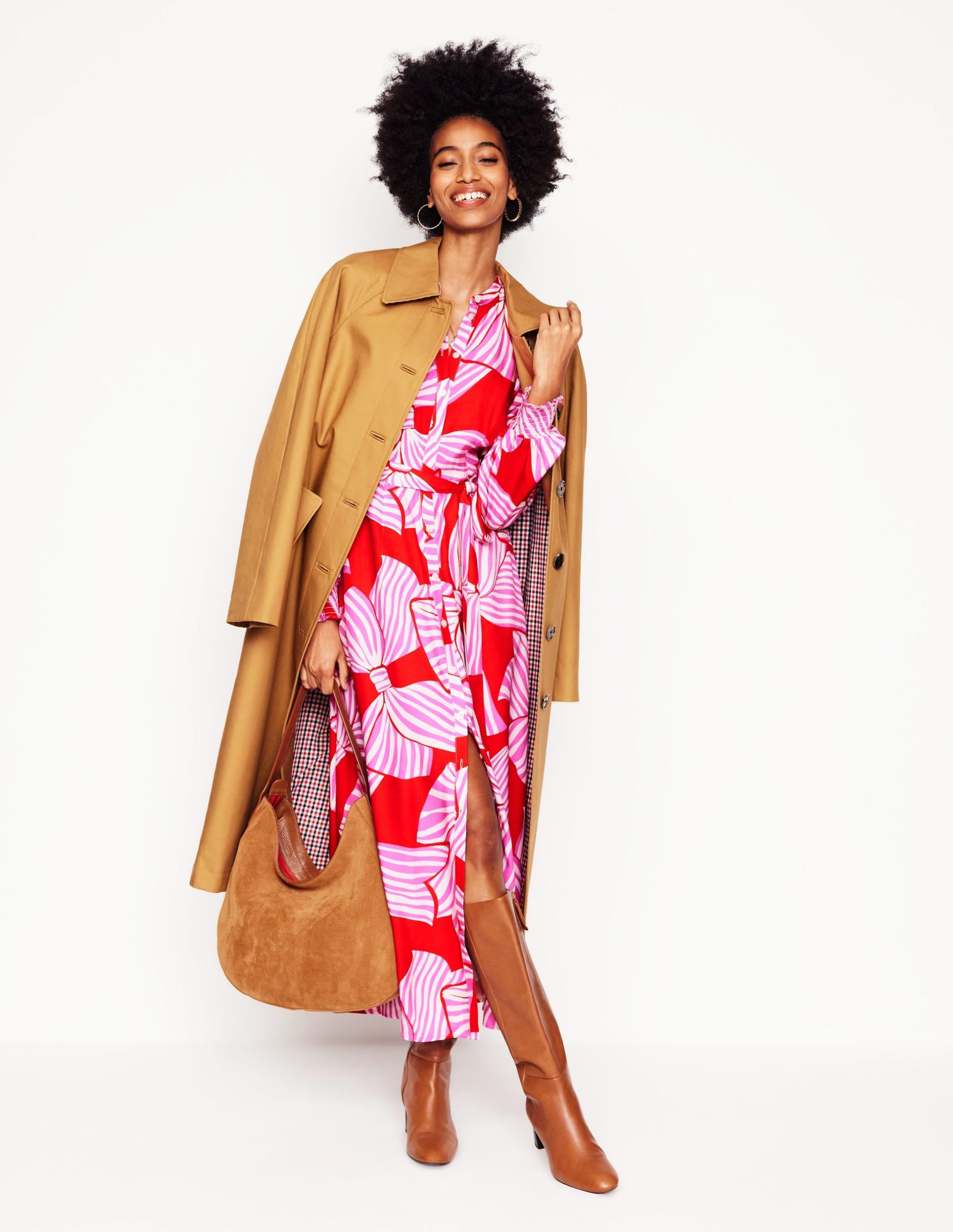 Ruby Collarless Shirt Dress-Rouge. Bow Scatter - Image 6