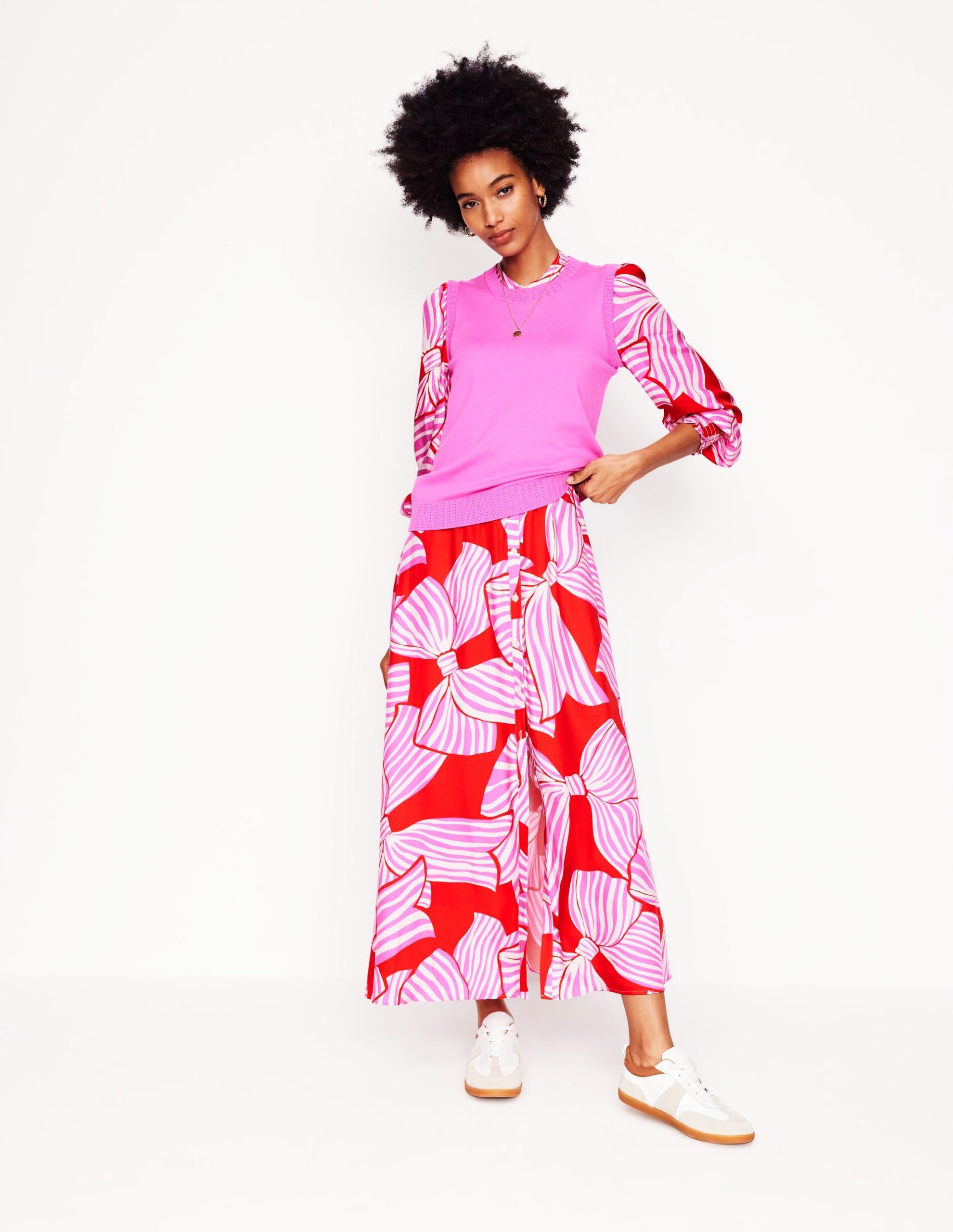 Ruby Collarless Shirt Dress-Rouge. Bow Scatter - Image 7