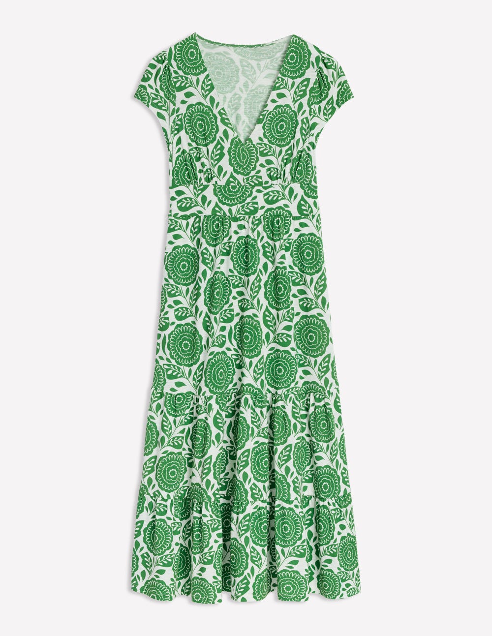 Eloise Tiered Jersey Dress-Paradise Green. Dahlia Stamp - Image 6