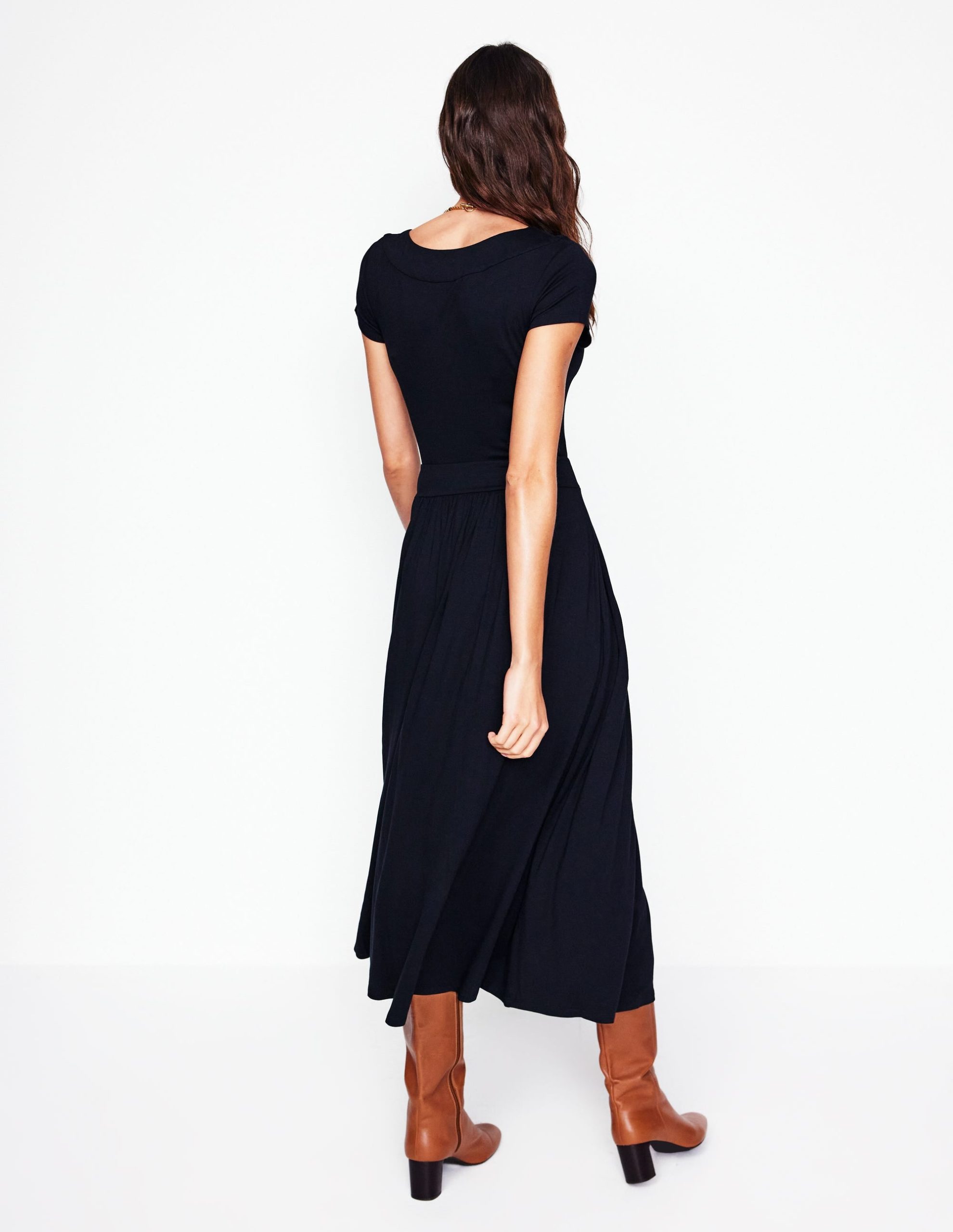 Melanie Jersey Midi Dress-Black - Image 3