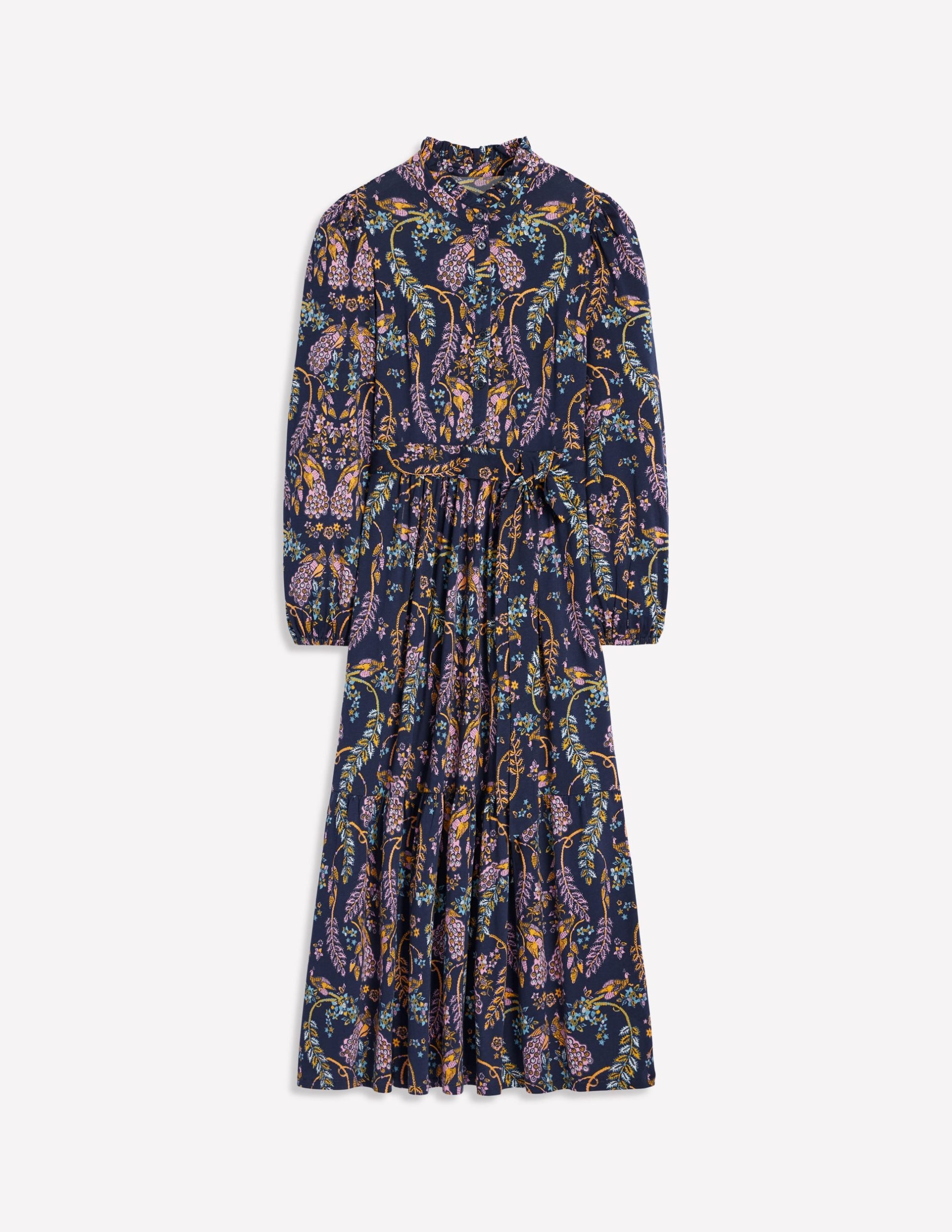 Willow Tiered Jersey Dress-French Navy.Enchanting Peacock - Image 6