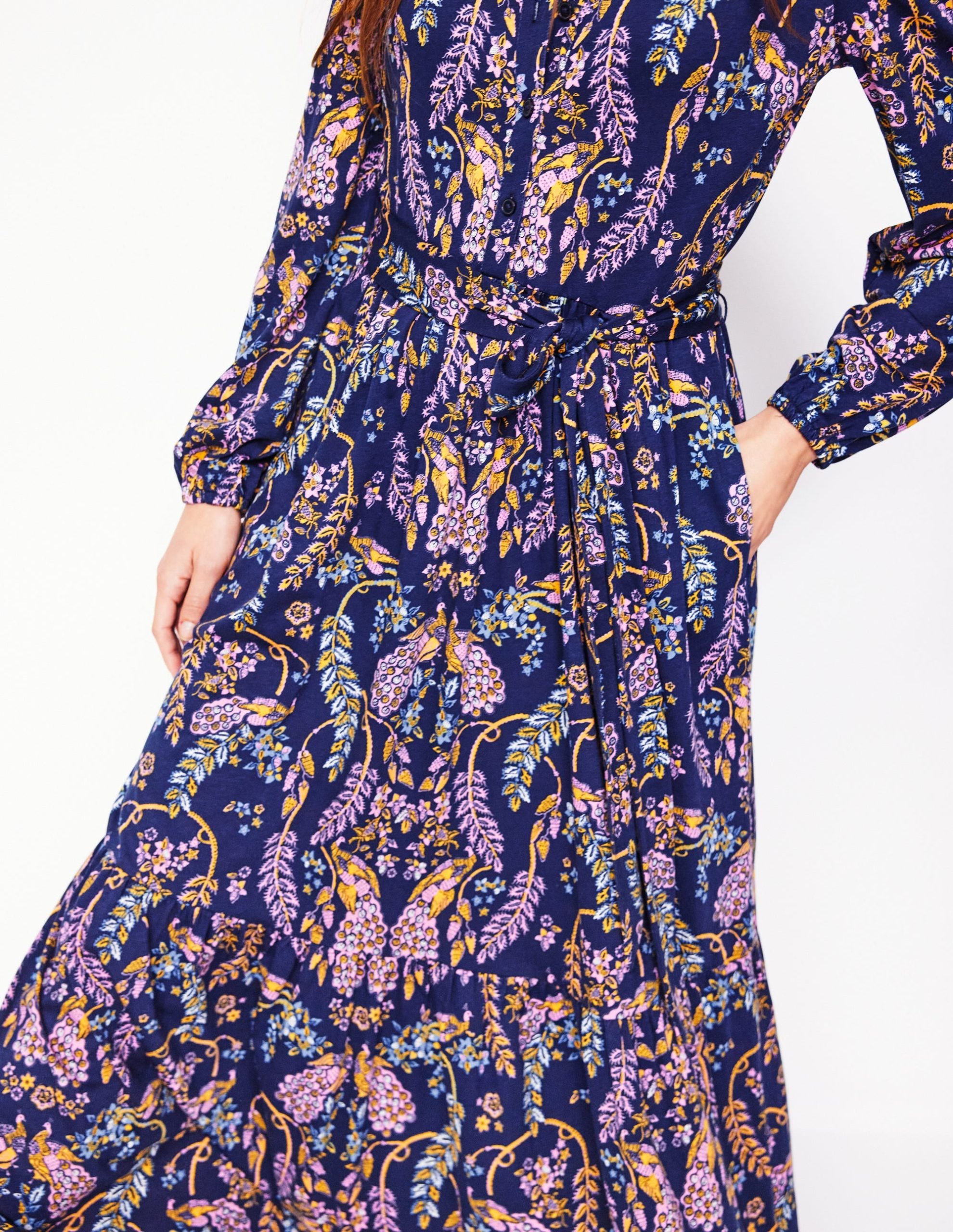 Willow Tiered Jersey Dress-French Navy.Enchanting Peacock - Image 2