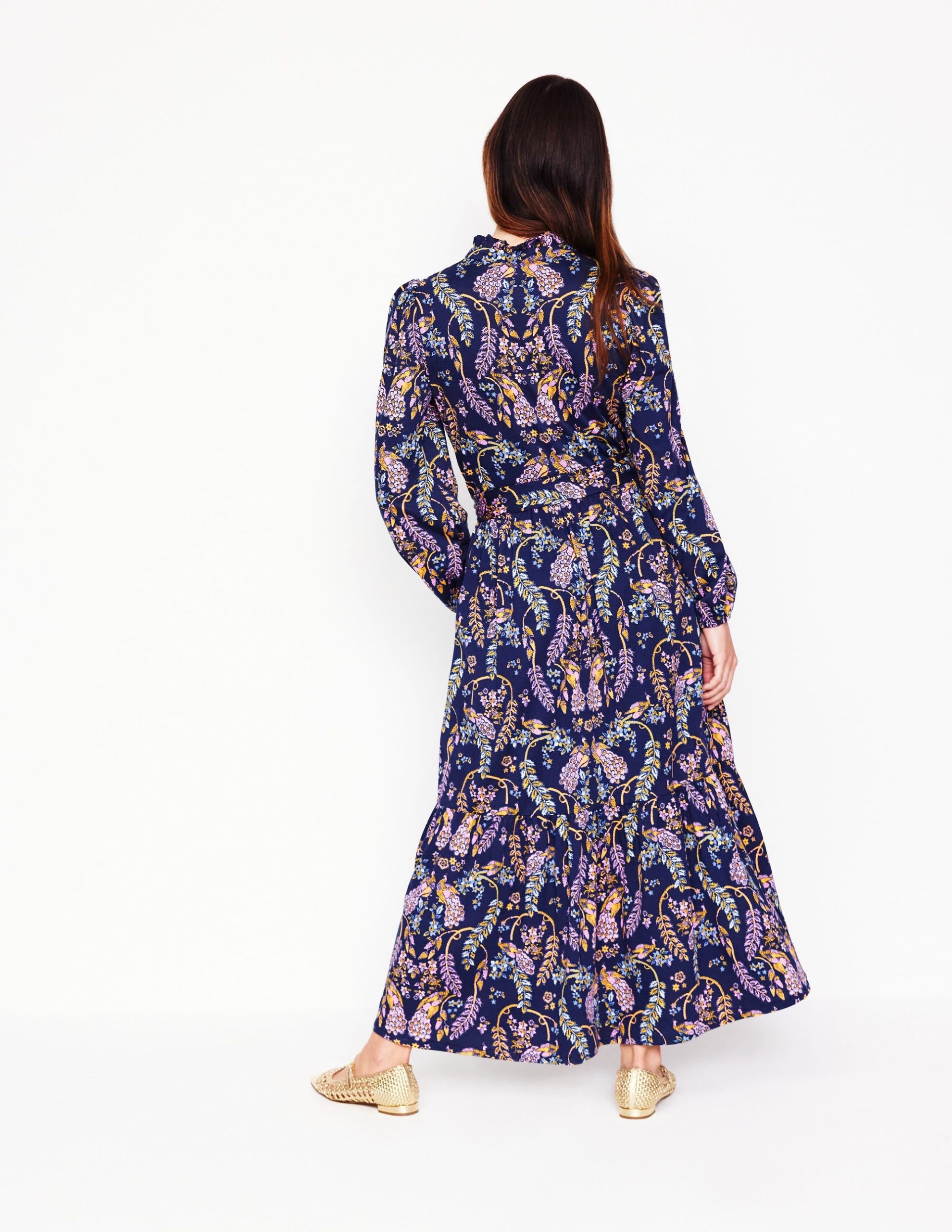 Willow Tiered Jersey Dress-French Navy.Enchanting Peacock - Image 3