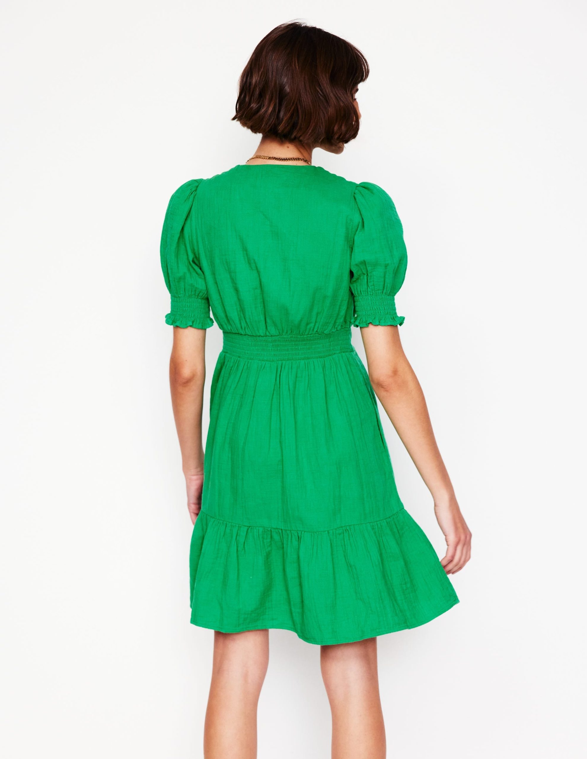 Anna Double Cloth Short Dress-Bright Green - Image 3